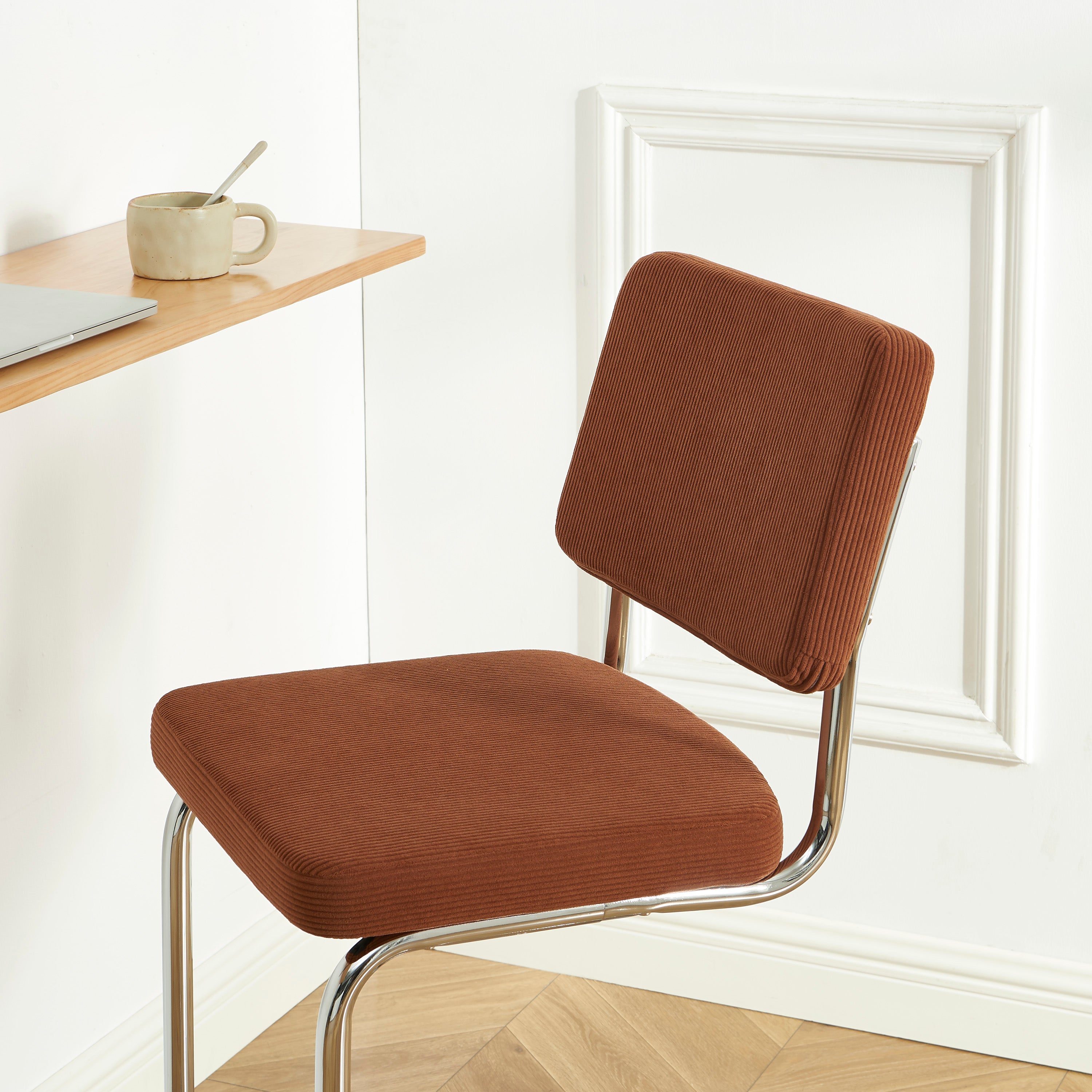 JACK Set of 2 Upholstered Bar Stools – Terracotta