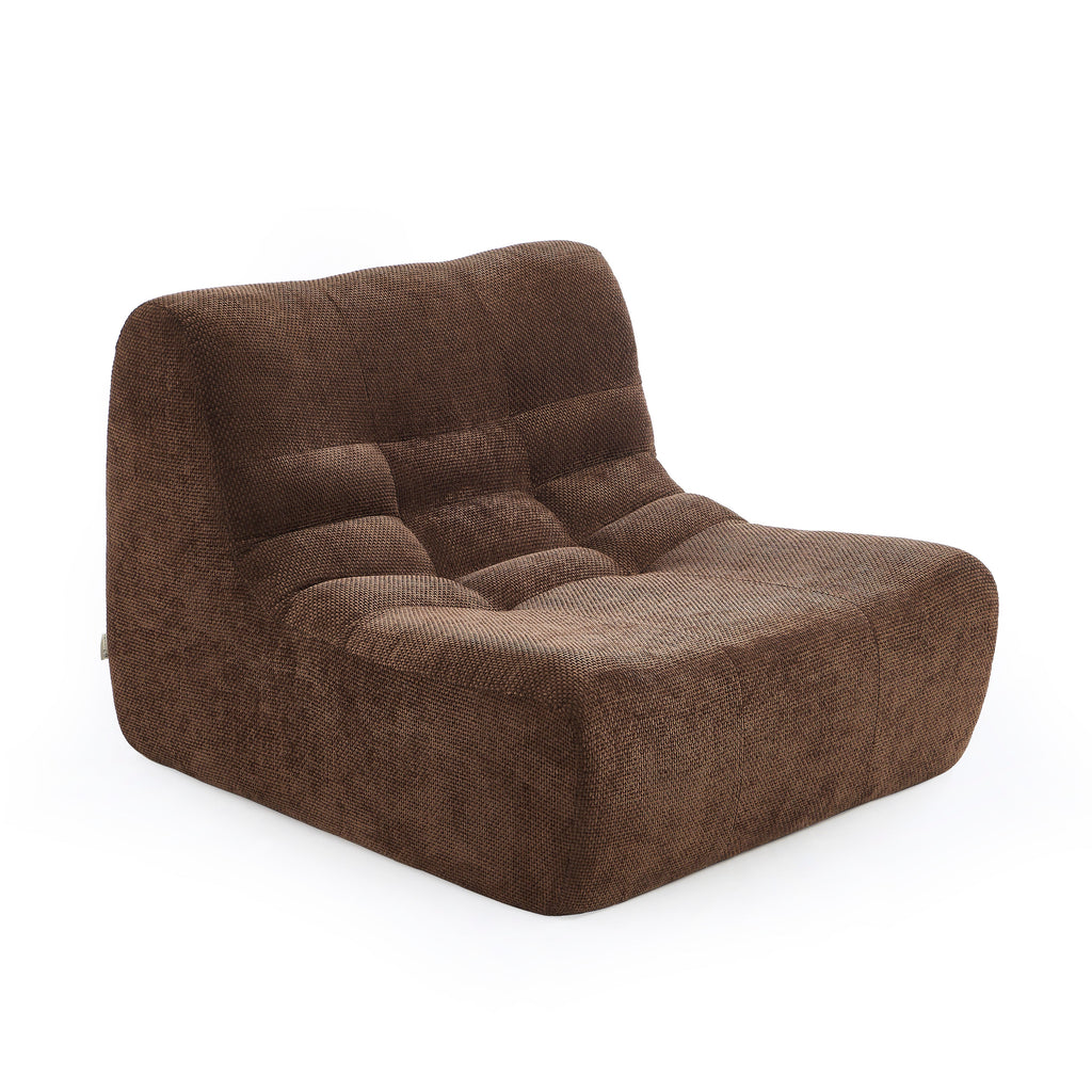 JANIS Modular Chenille Armchair with Compact Delivery – Brown