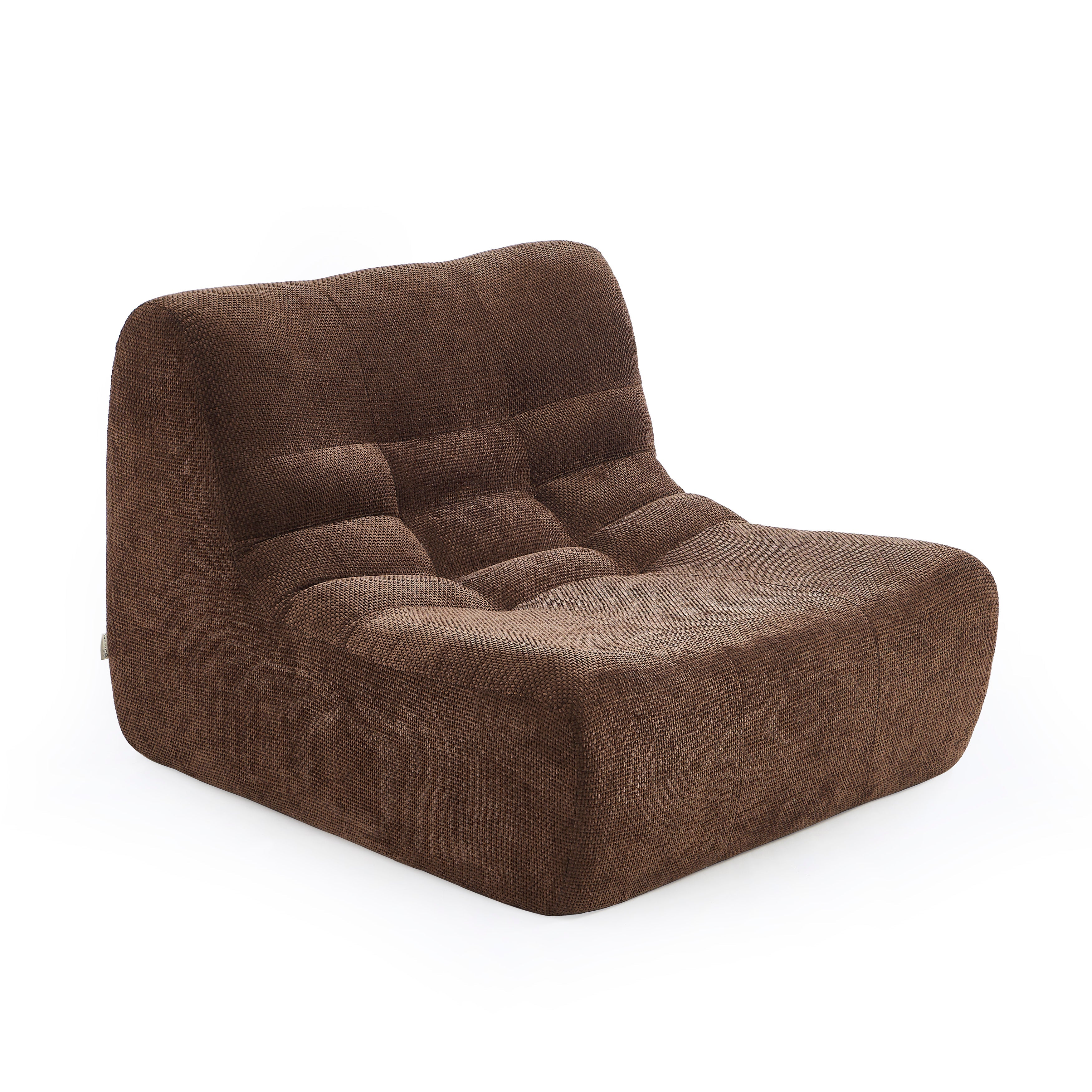 JANIS Modular Chenille Armchair with Compact Delivery – Brown