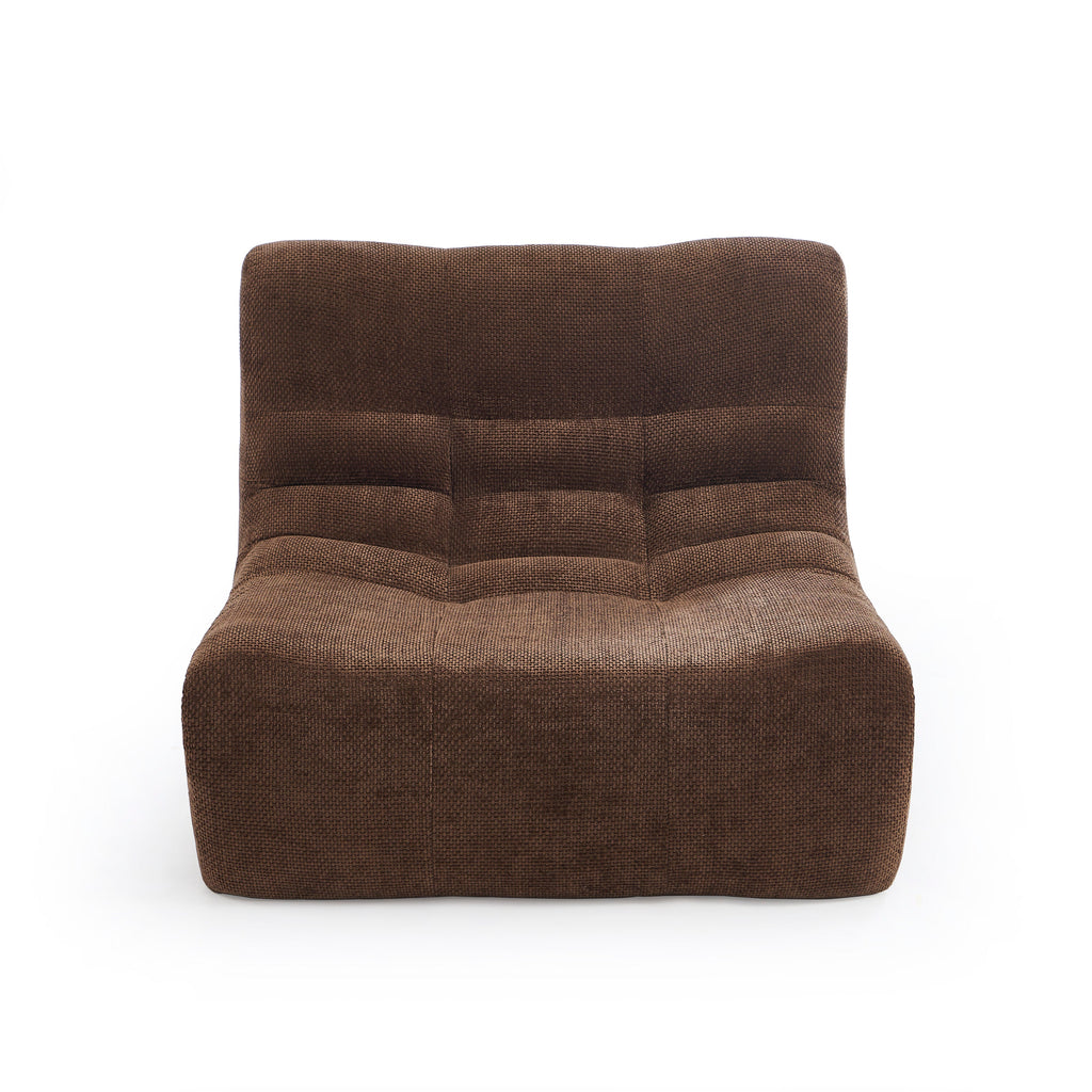 JANIS Modular Chenille Armchair with Compact Delivery – Brown