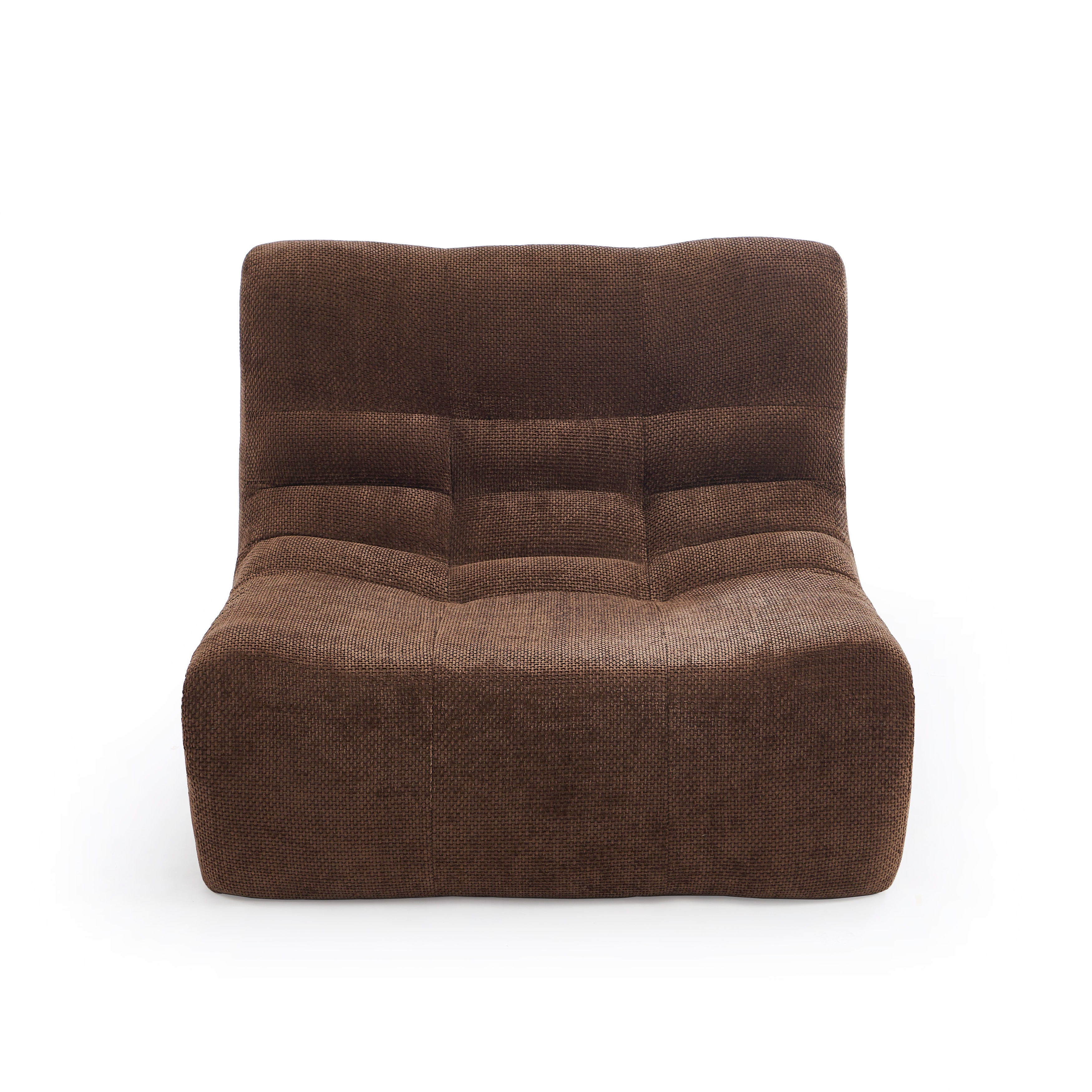 JANIS Modular Chenille Armchair with Compact Delivery – Brown