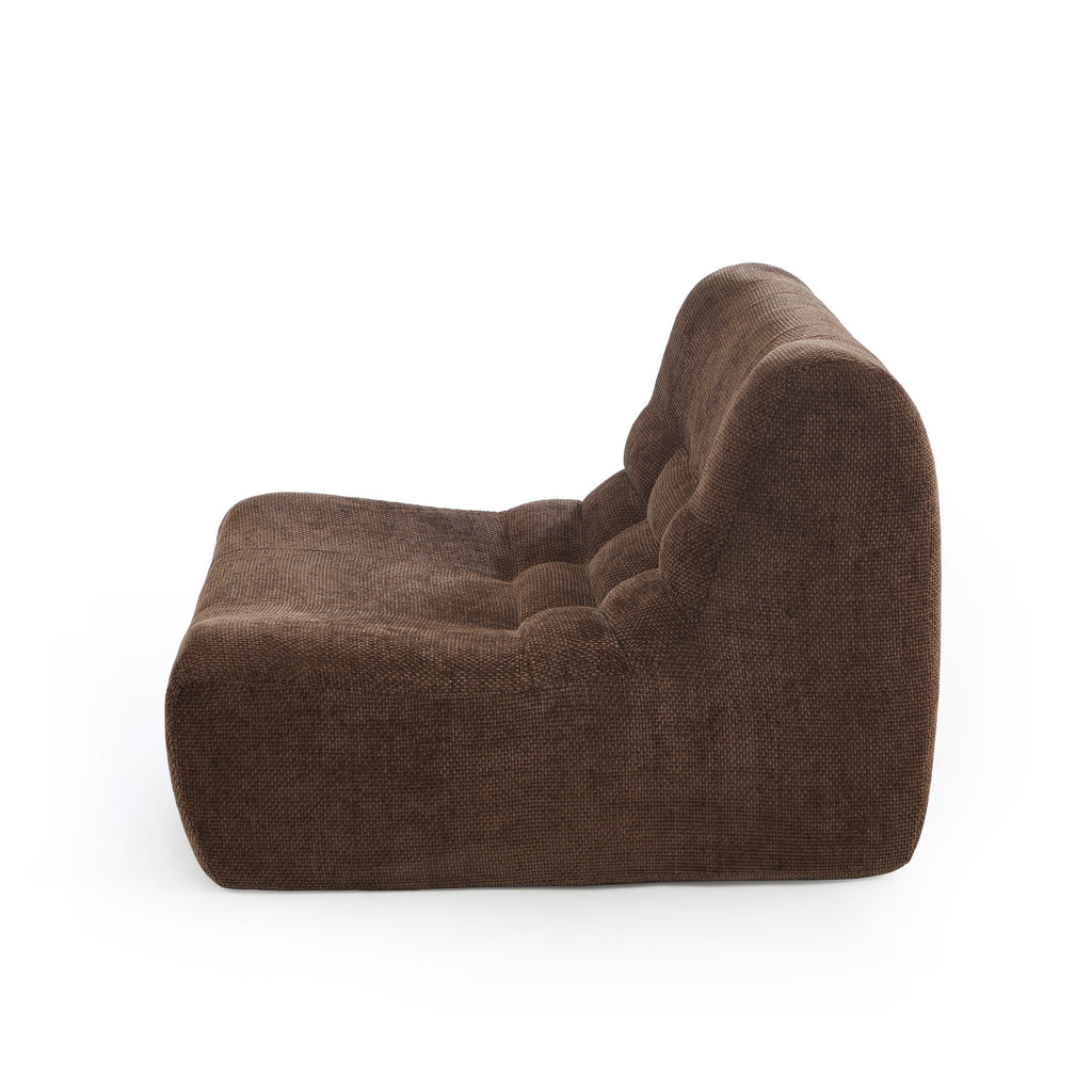 JANIS Modular Chenille Armchair with Compact Delivery – Brown