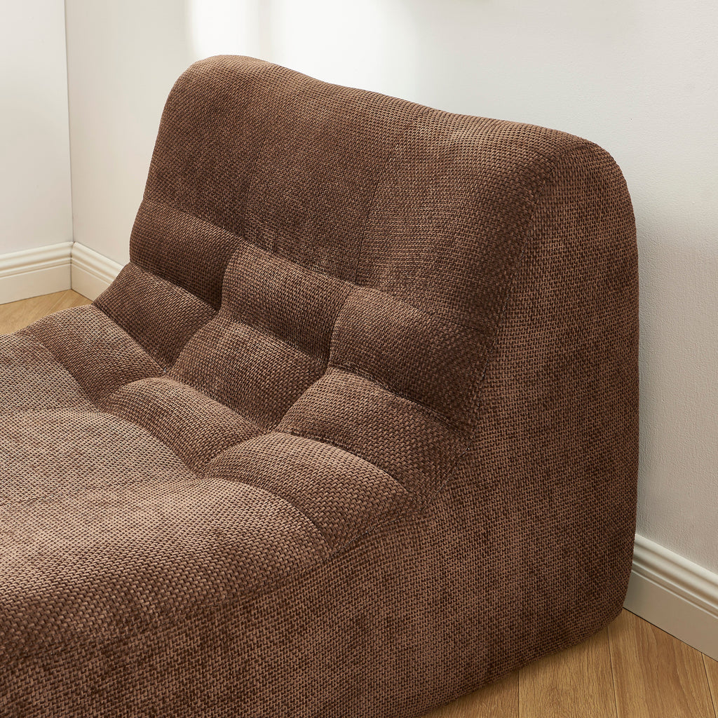 JANIS Modular Chenille Armchair with Compact Delivery – Brown