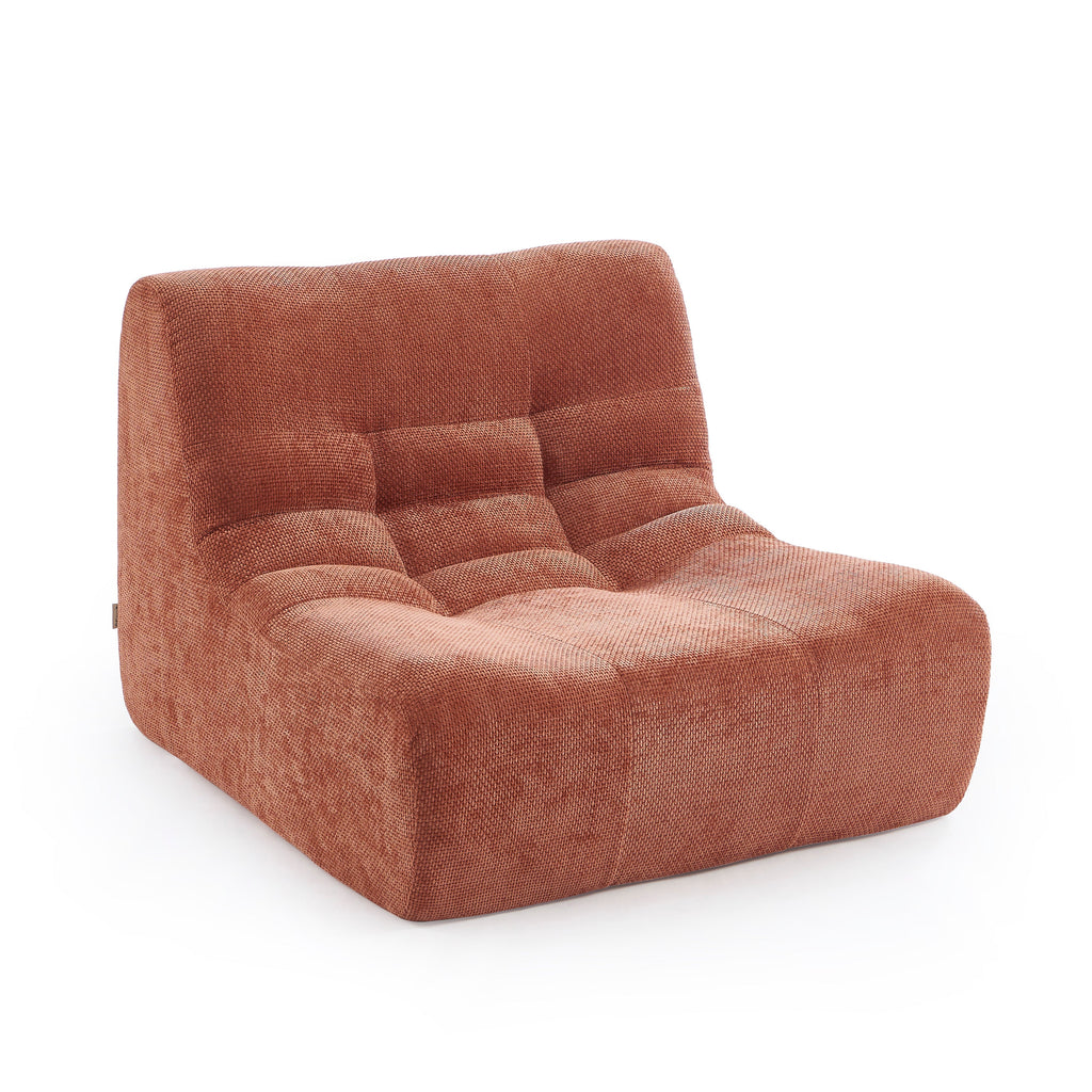 JANIS Modular Chenille Armchair with Compact Delivery – Terracotta