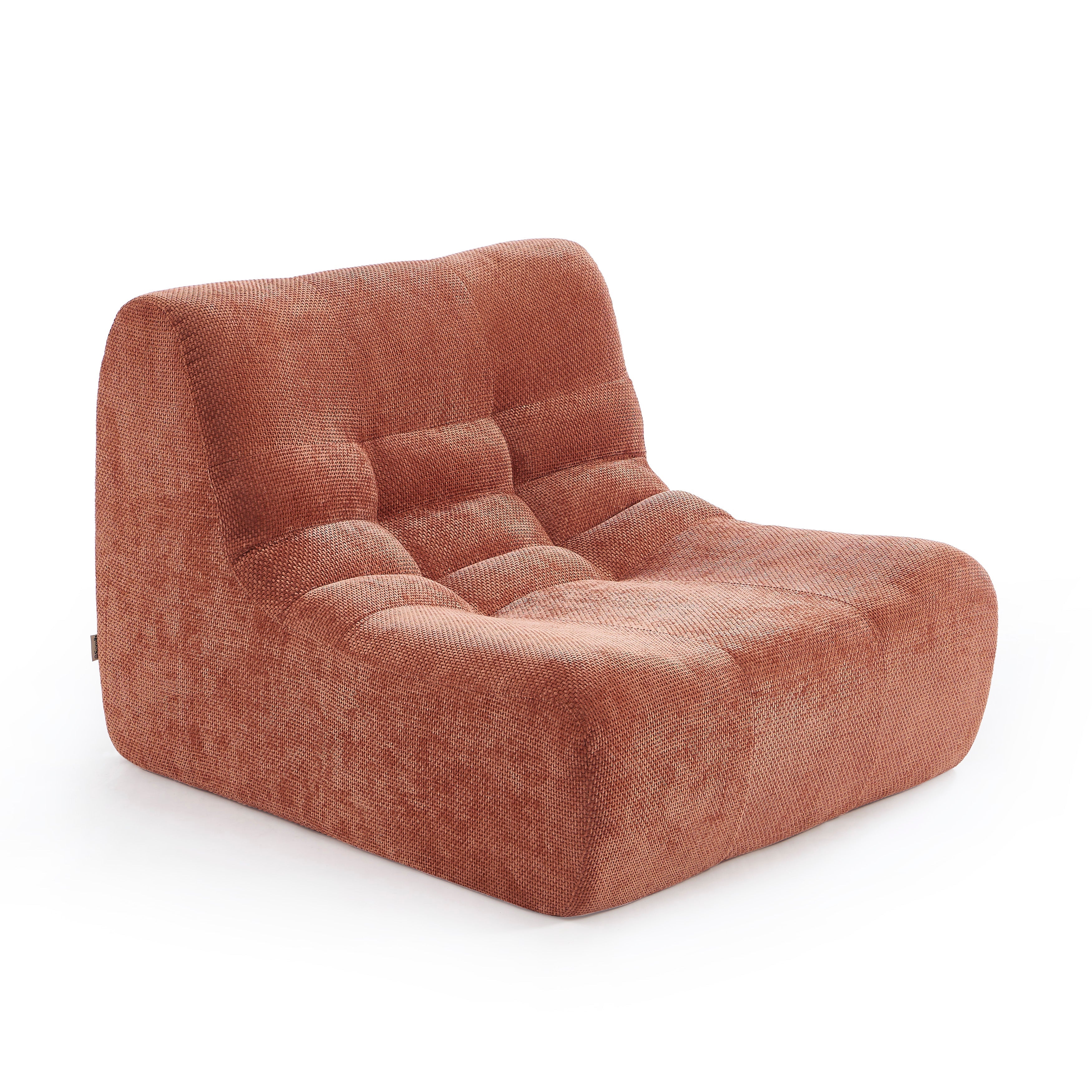 JANIS Modular Chenille Armchair with Compact Delivery – Terracotta