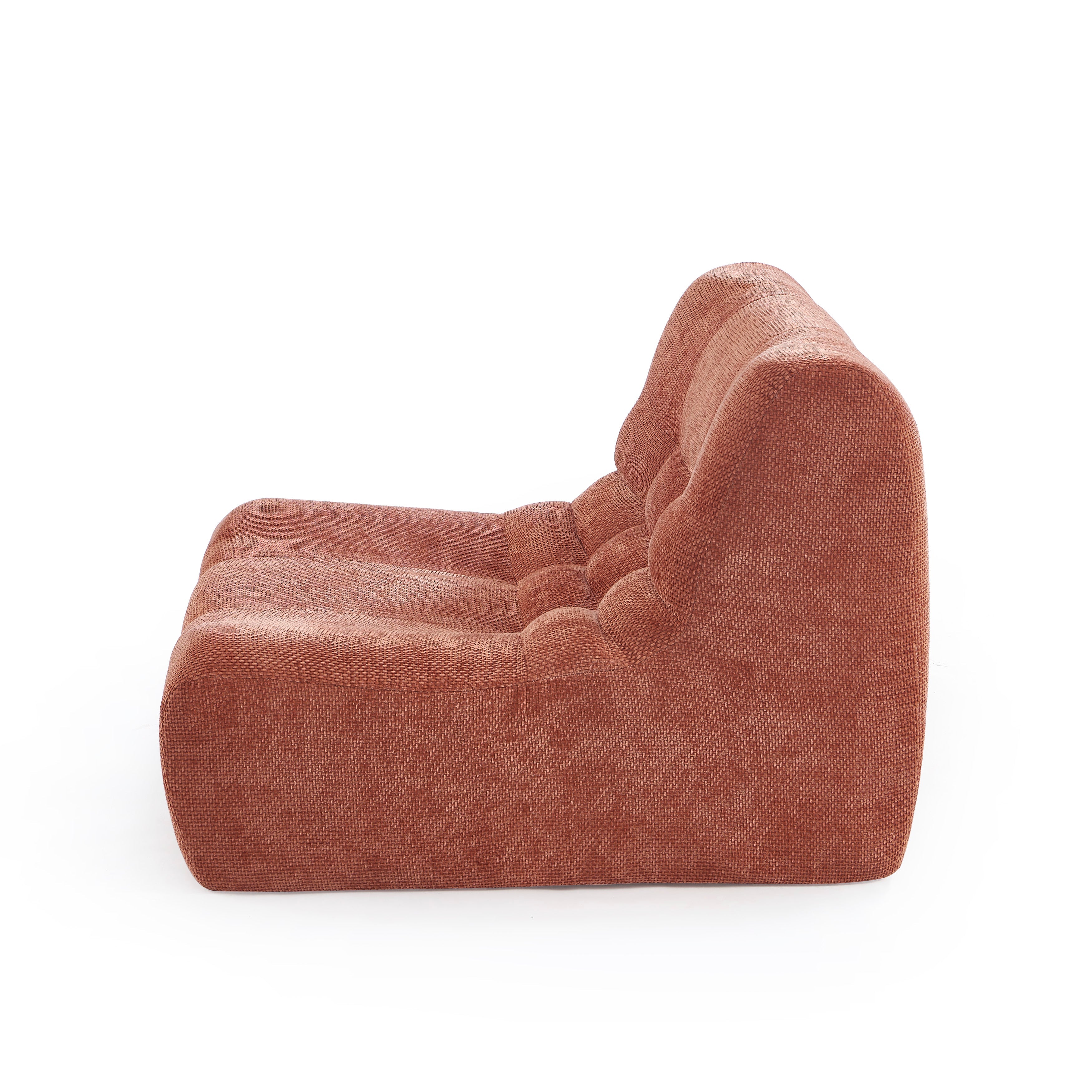 JANIS Modular Chenille Armchair with Compact Delivery – Terracotta
