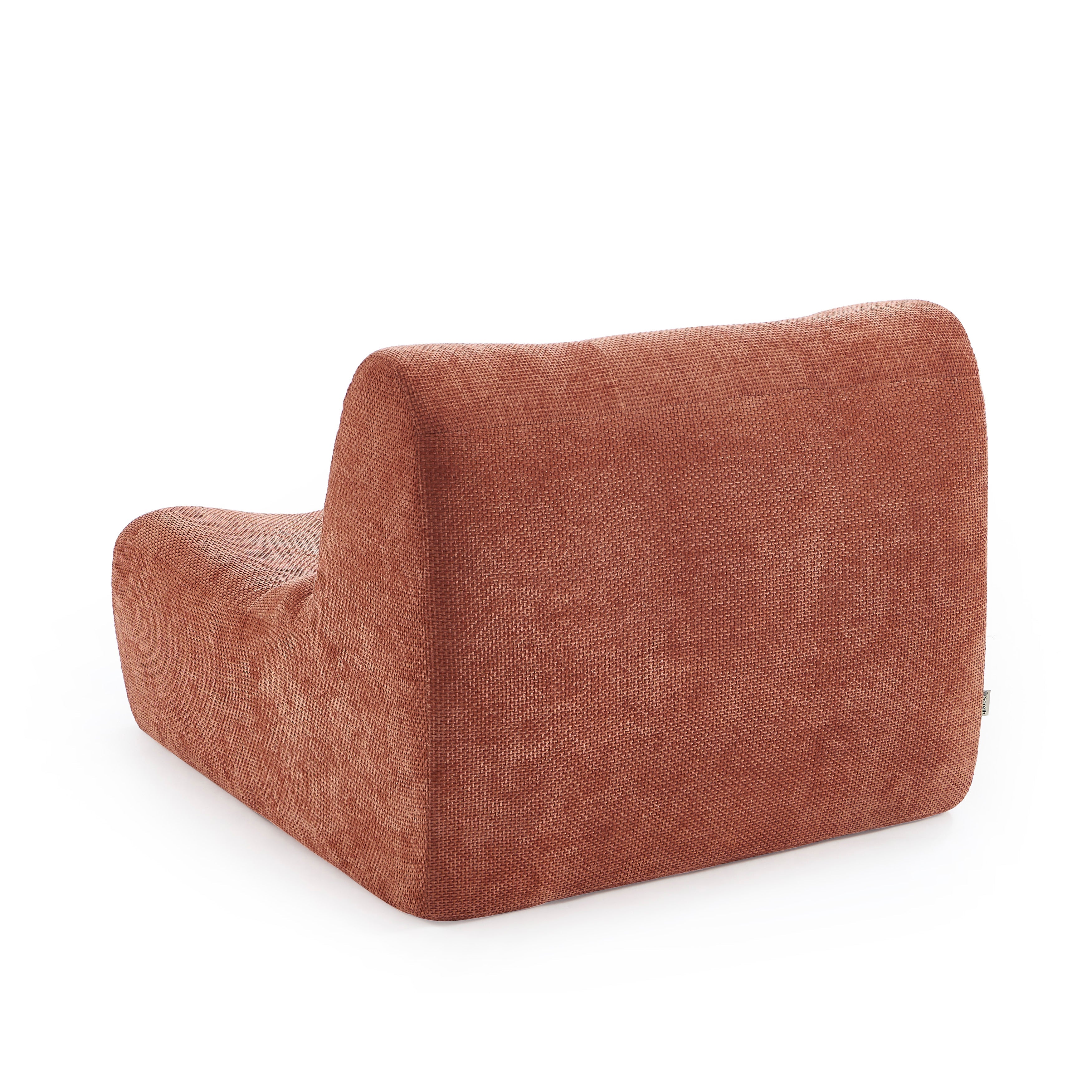 JANIS Modular Chenille Armchair with Compact Delivery – Terracotta