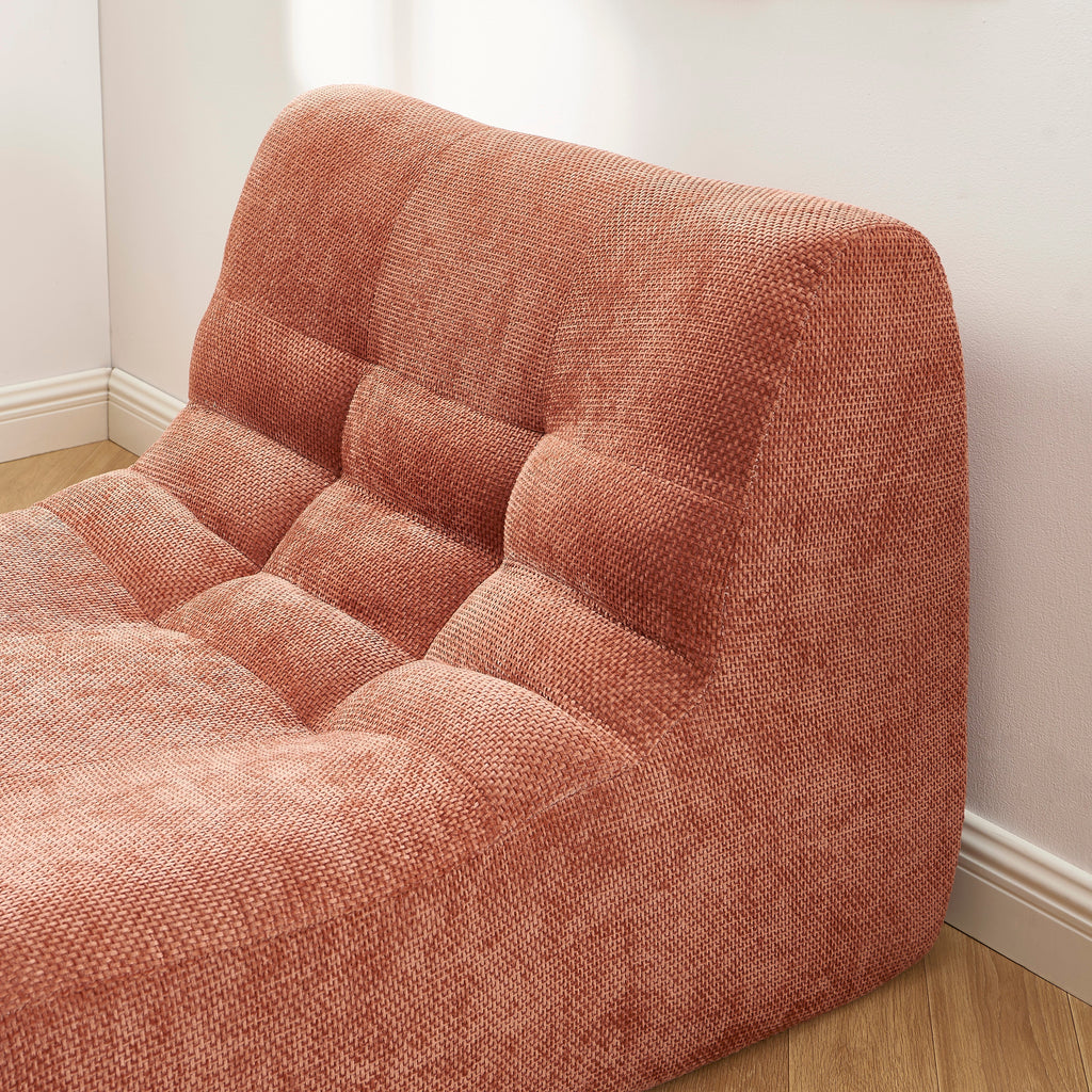 JANIS Modular Chenille Armchair with Compact Delivery – Terracotta