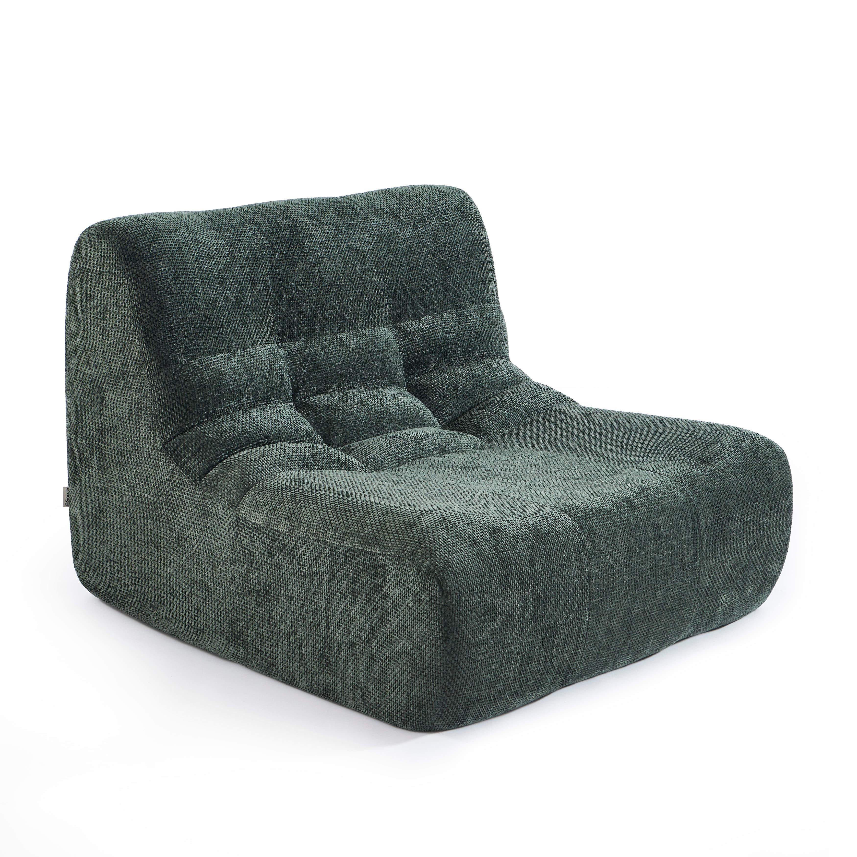 JANIS Modular Chenille Armchair with Compact Delivery – Green