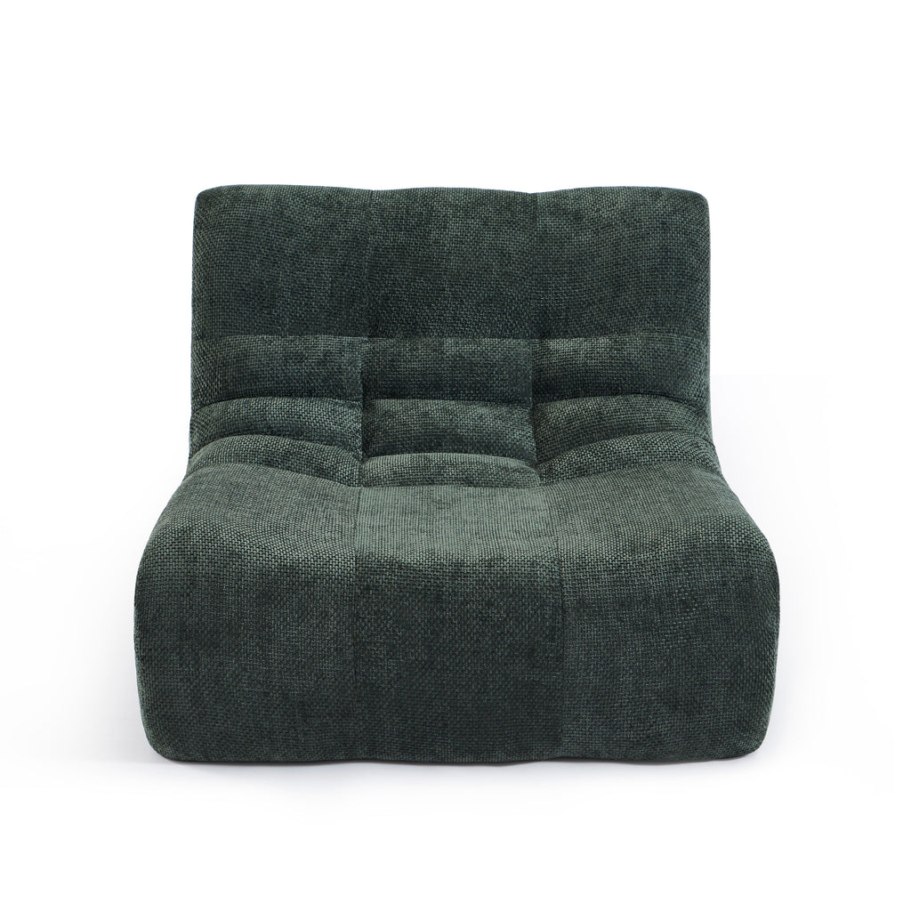 JANIS Modular Chenille Armchair with Compact Delivery – Green