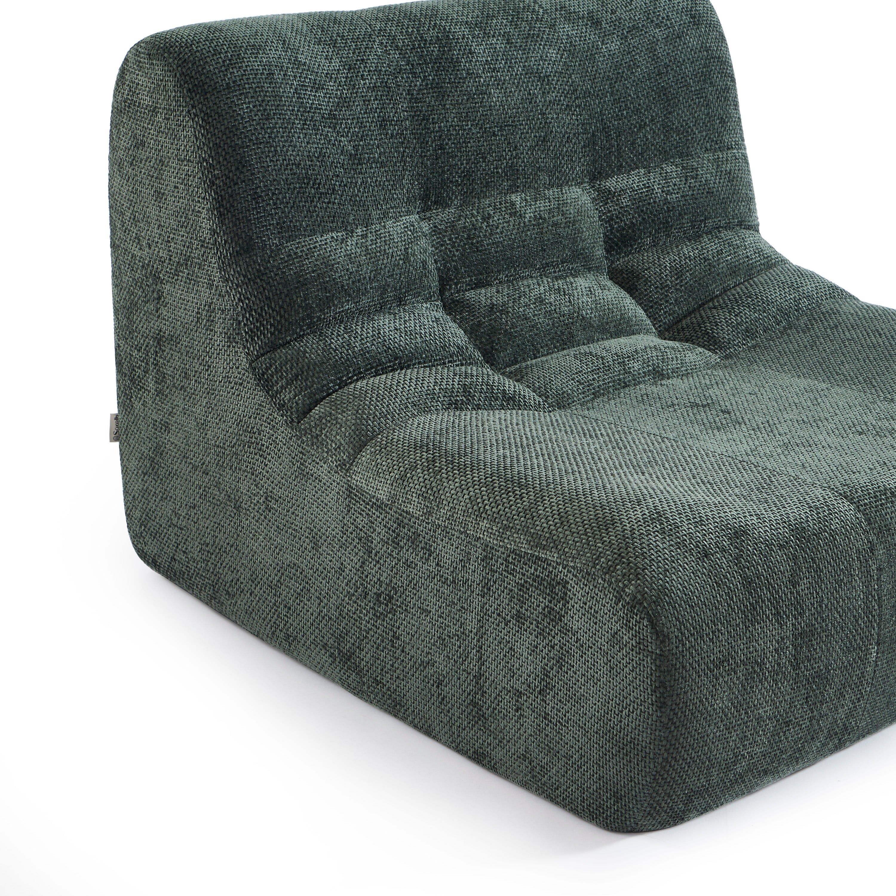 JANIS Modular Chenille Armchair with Compact Delivery – Green