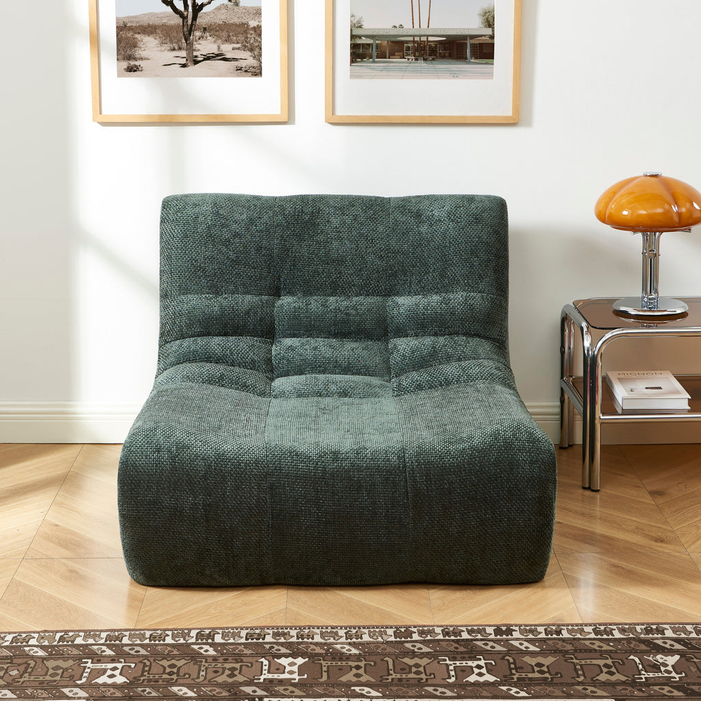 JANIS Modular Chenille Armchair with Compact Delivery – Green
