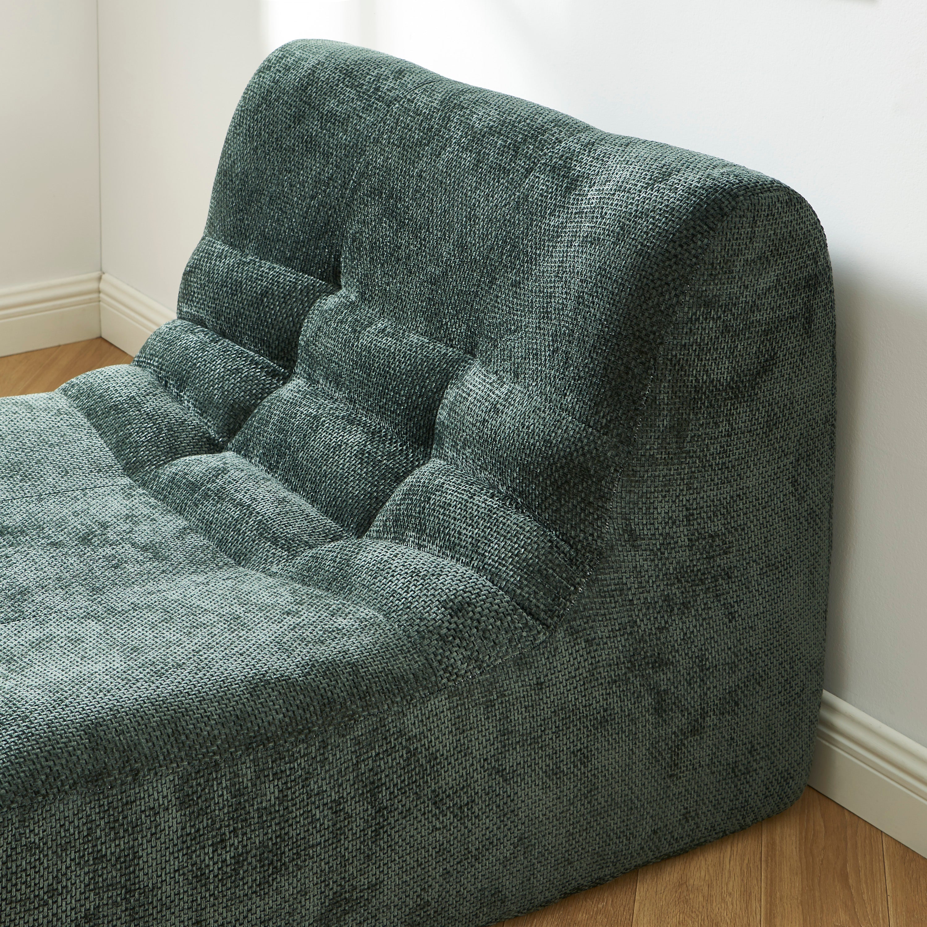 JANIS Modular Chenille Armchair with Compact Delivery – Green