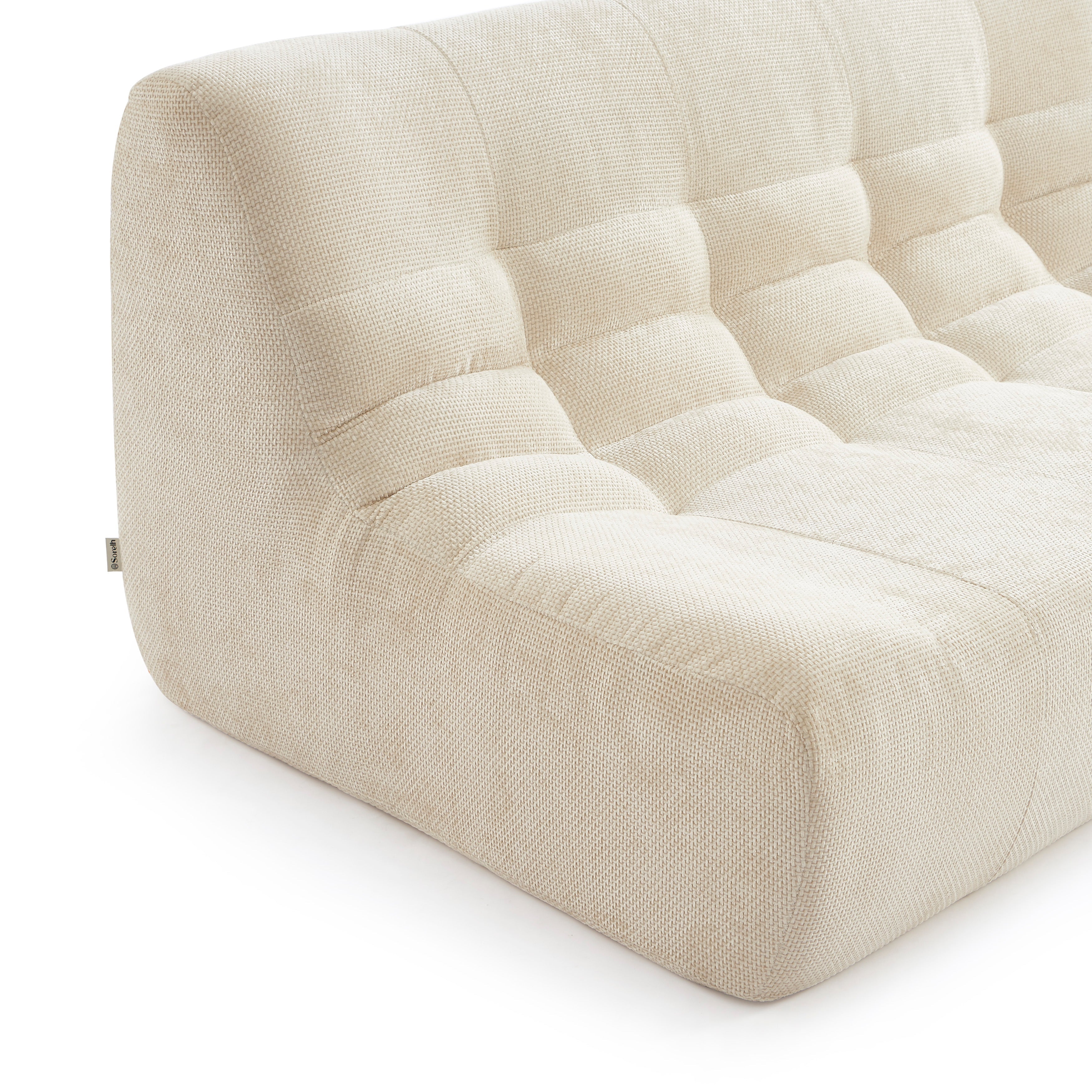 JANIS Modular Chenille 2-Seat Sofa Bench with Compact Delivery – White