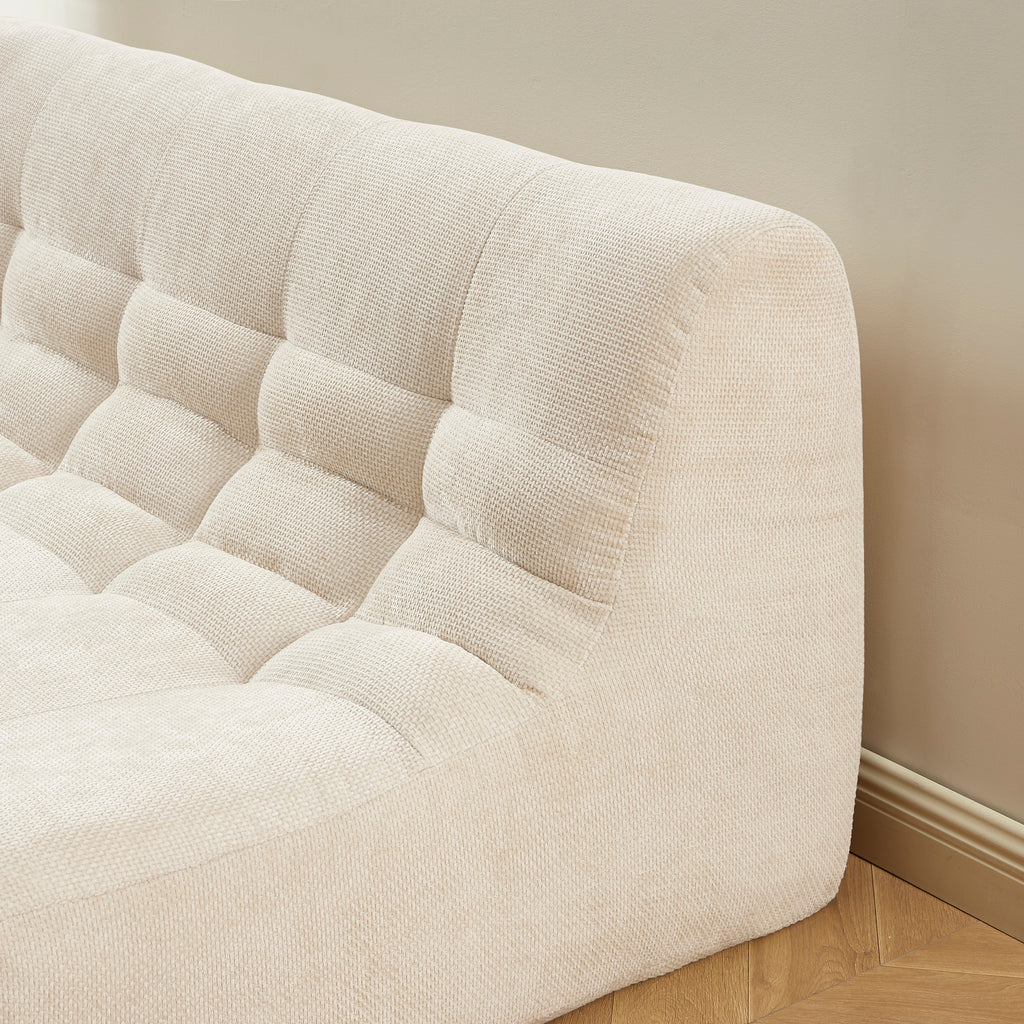 JANIS Modular Chenille 2-Seat Sofa Bench with Compact Delivery – White