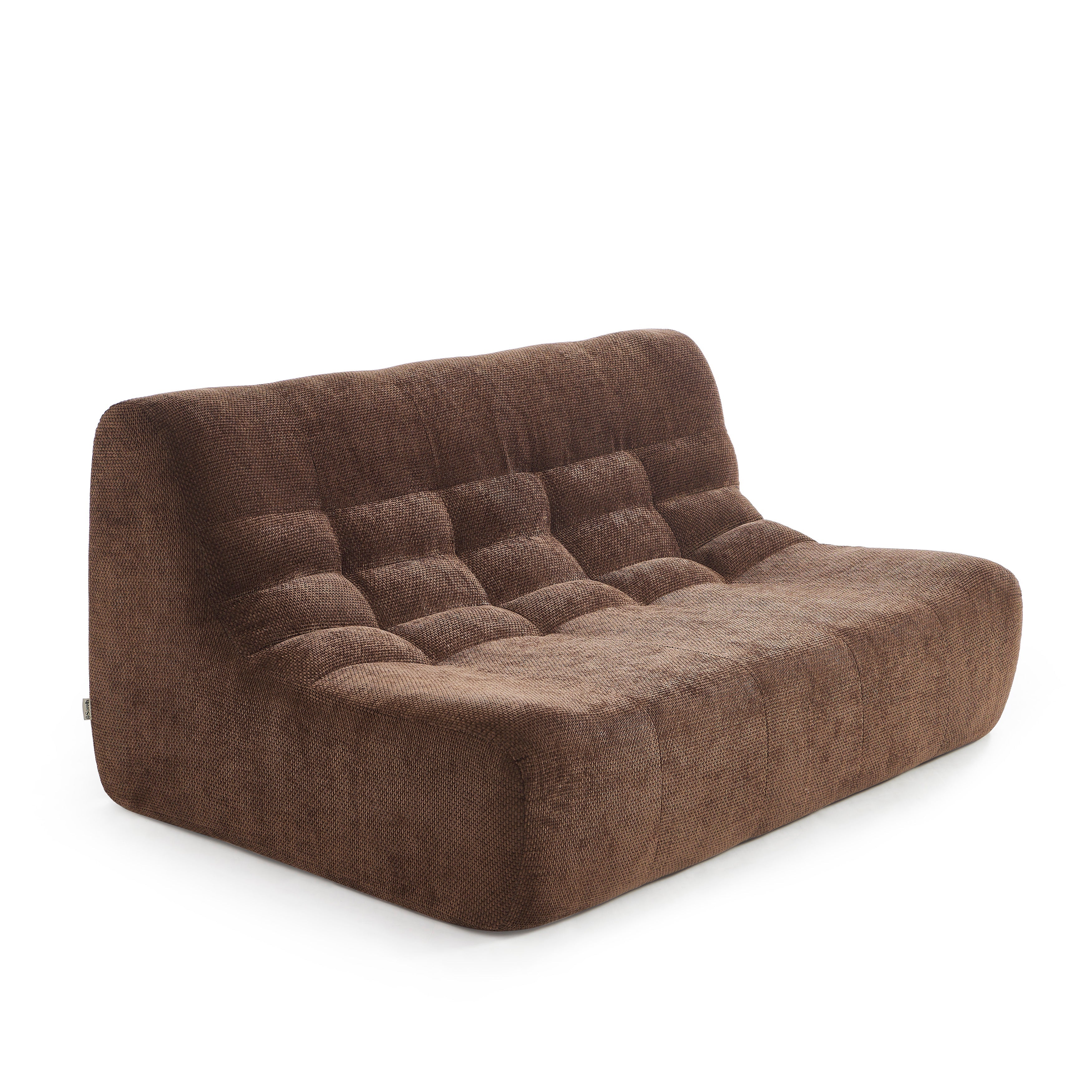 JANIS Modular Chenille 2-Seat Sofa Bench with Compact Delivery – Brown
