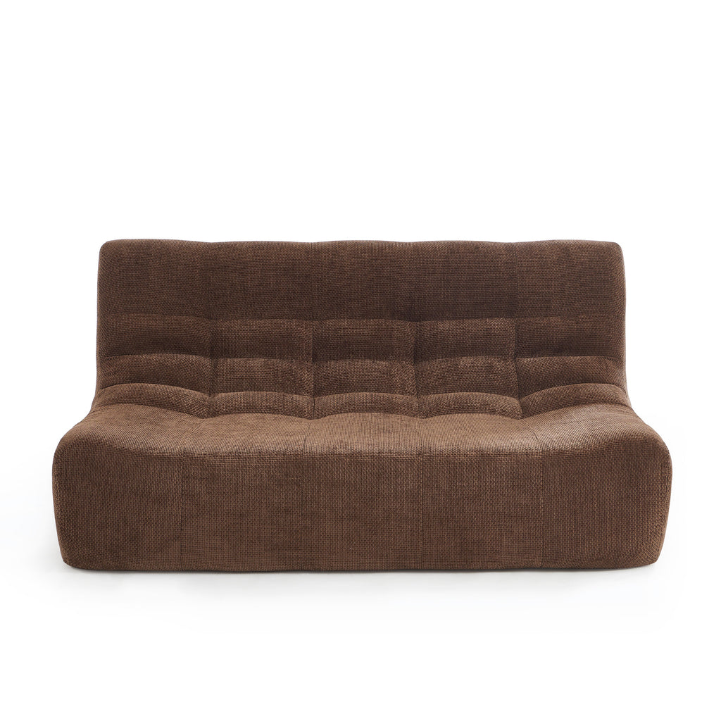 JANIS Modular Chenille 2-Seat Sofa Bench with Compact Delivery – Brown