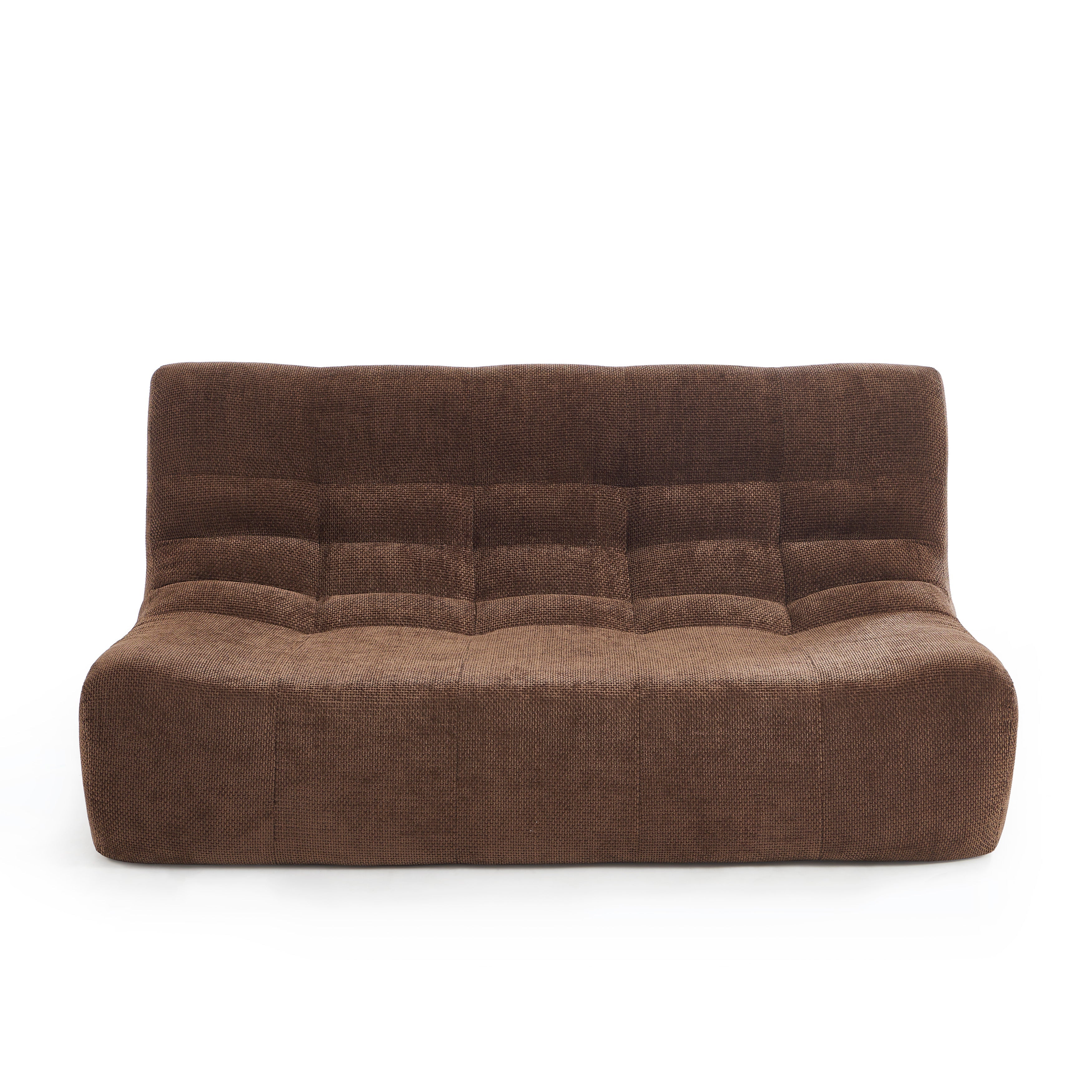 JANIS Modular Chenille 2-Seat Sofa Bench with Compact Delivery – Brown