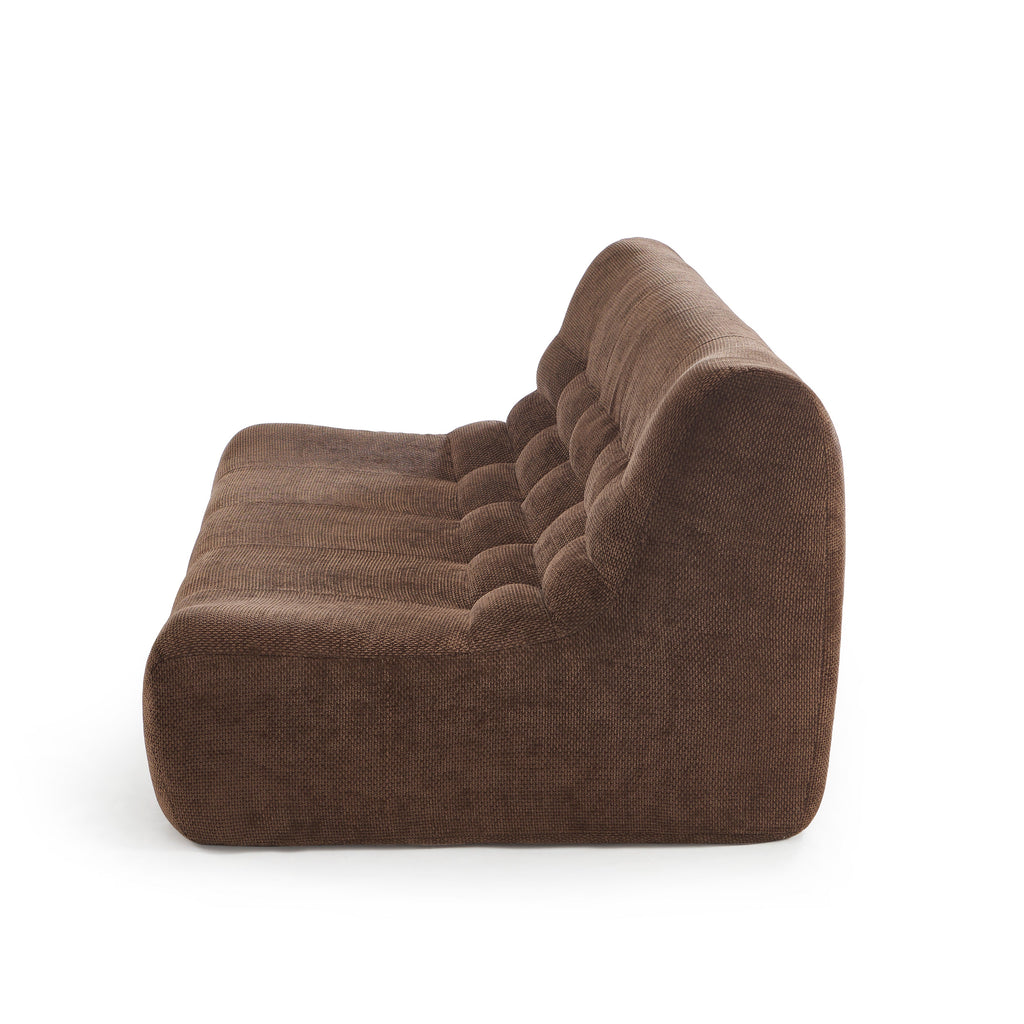 JANIS Modular Chenille 2-Seat Sofa Bench with Compact Delivery – Brown