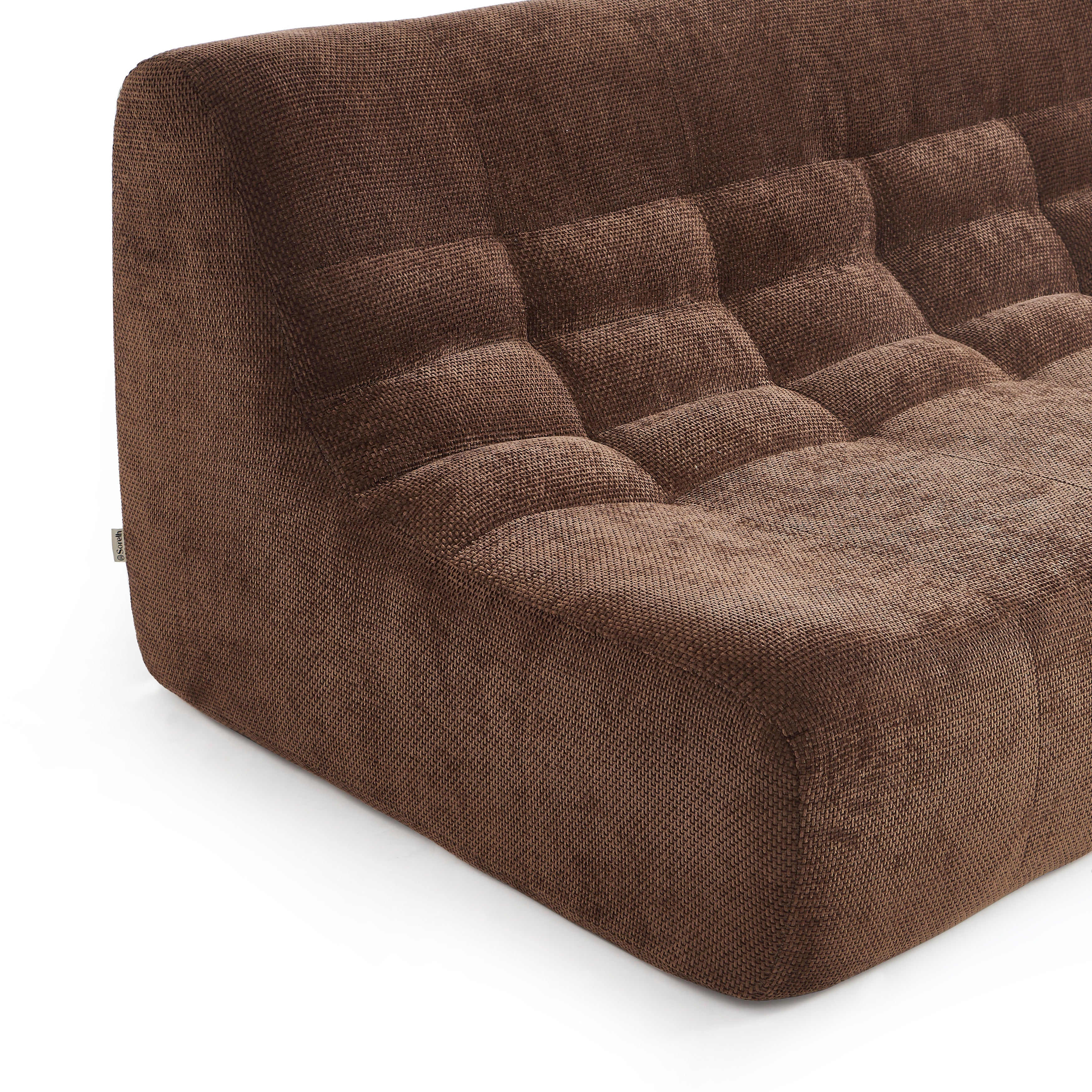 JANIS Modular Chenille 2-Seat Sofa Bench with Compact Delivery – Brown