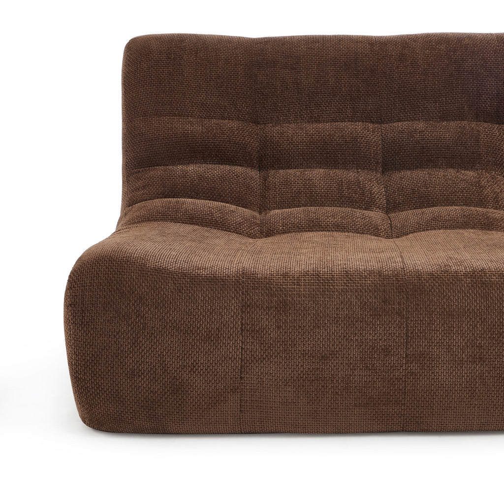 JANIS Modular Chenille 2-Seat Sofa Bench with Compact Delivery – Brown