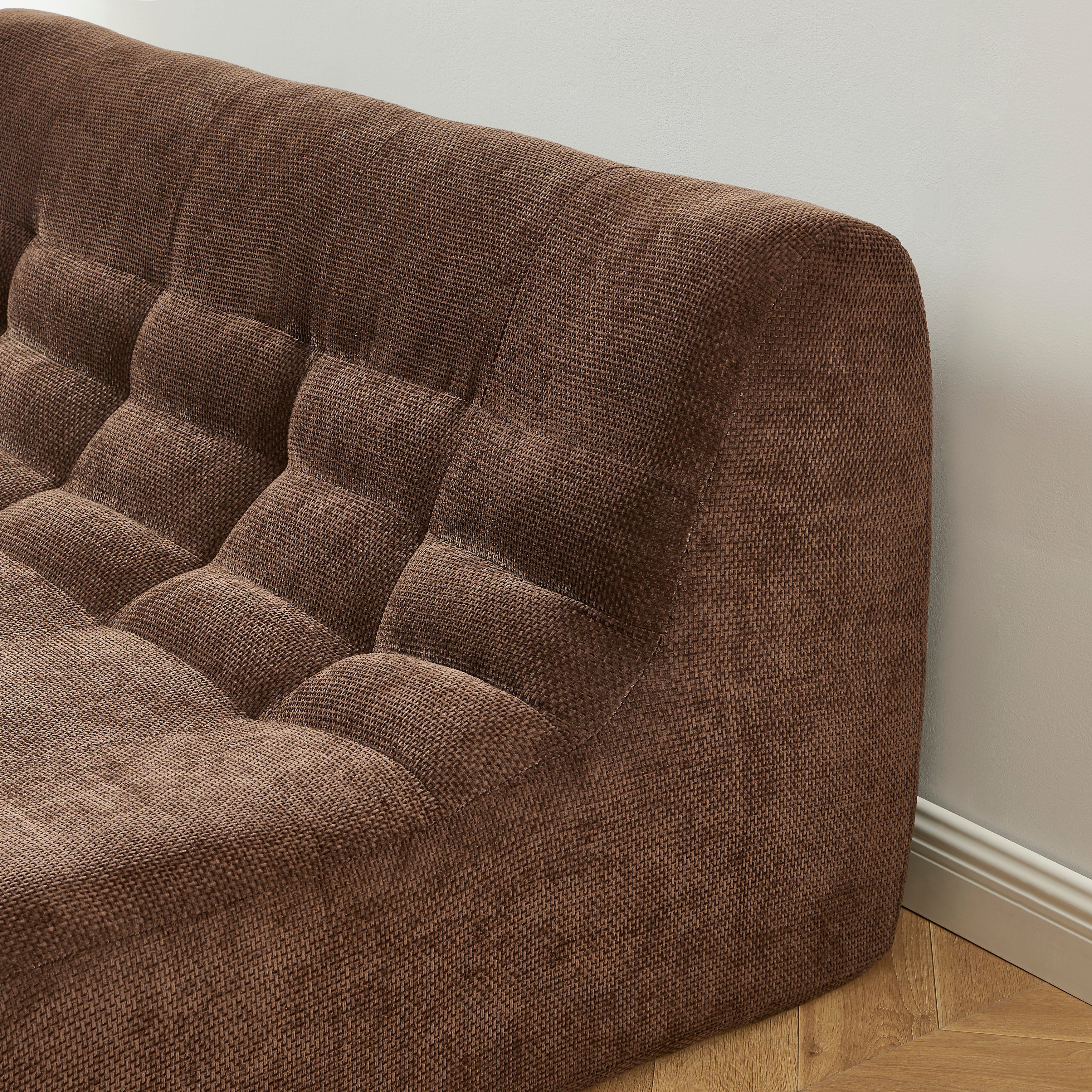 JANIS Modular Chenille 2-Seat Sofa Bench with Compact Delivery – Brown