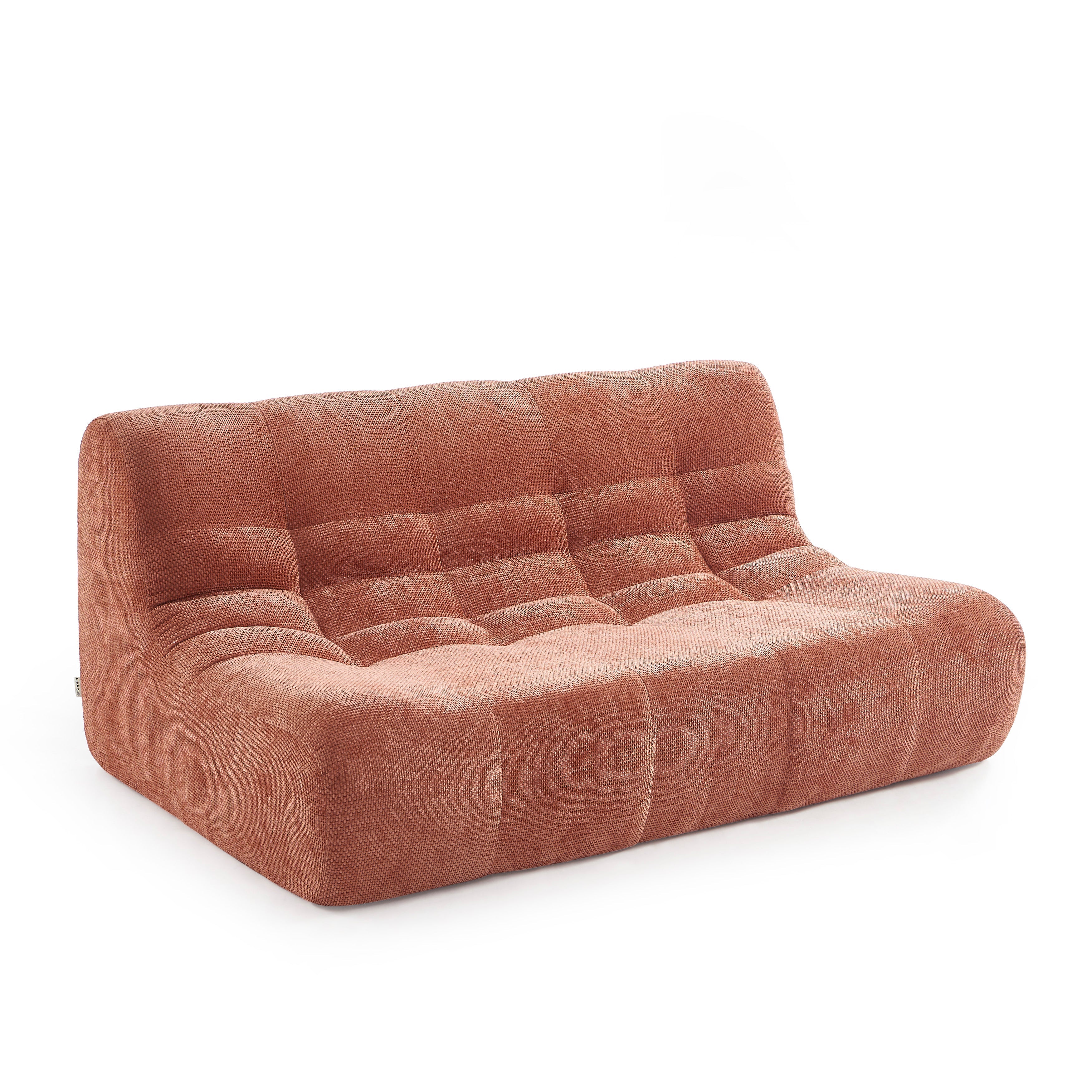 JANIS Modular Chenille 2-Seat Sofa Bench with Compact Delivery – Terracotta
