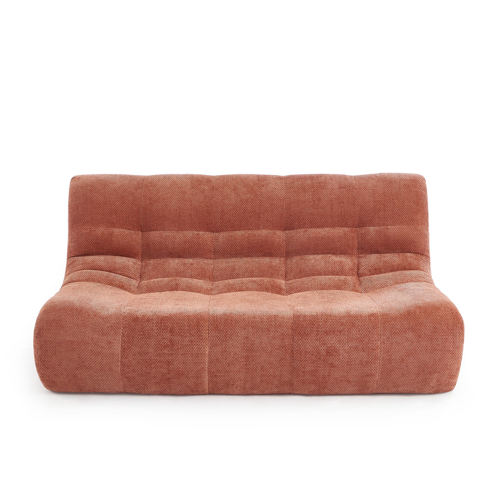 JANIS Modular Chenille 2-Seat Sofa Bench with Compact Delivery – Terracotta