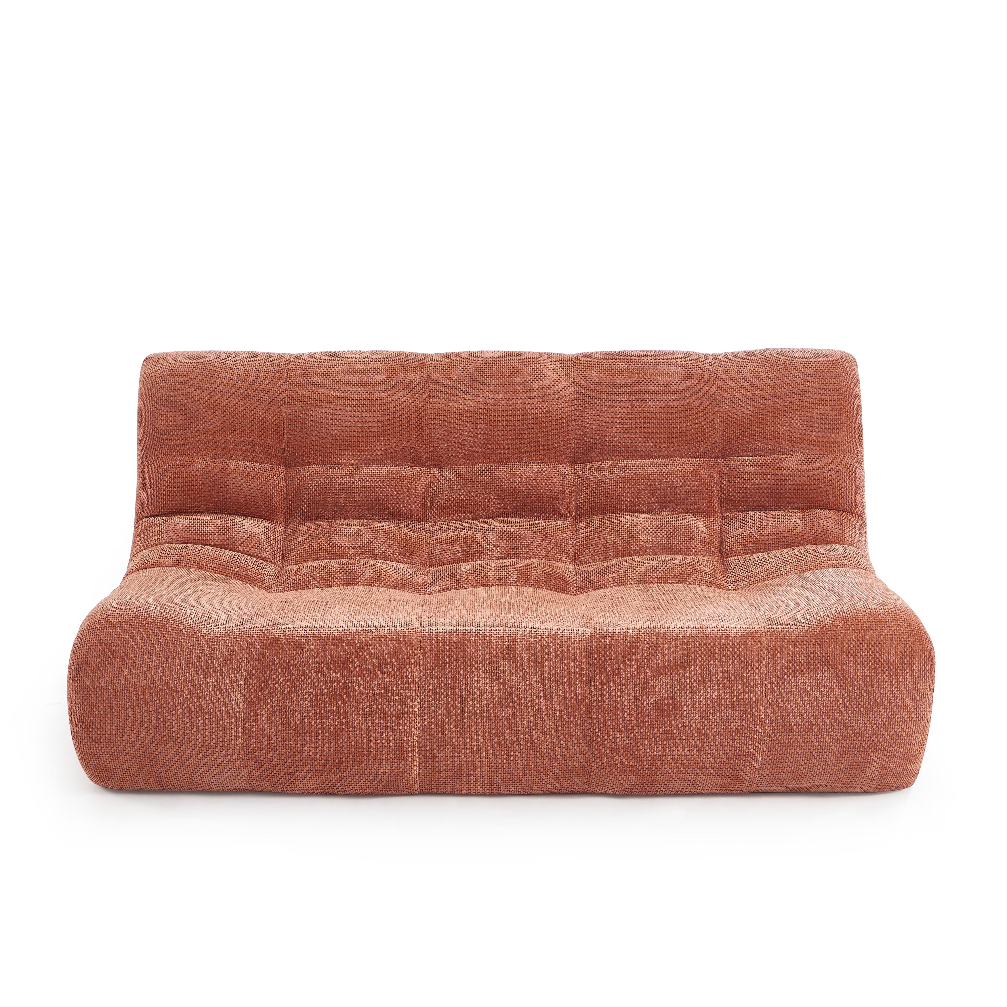 JANIS Modular Chenille 2-Seat Sofa Bench with Compact Delivery – Terracotta