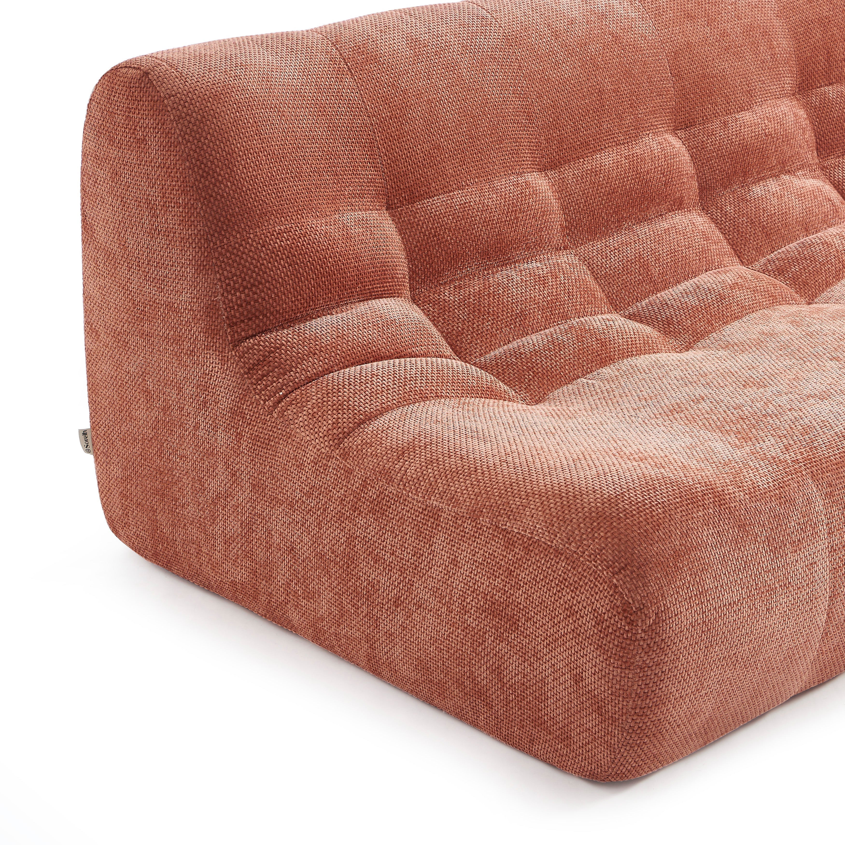 JANIS Modular Chenille 2-Seat Sofa Bench with Compact Delivery – Terracotta