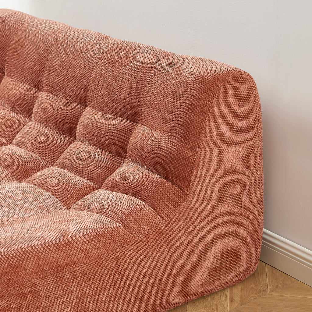 JANIS Modular Chenille 2-Seat Sofa Bench with Compact Delivery – Terracotta