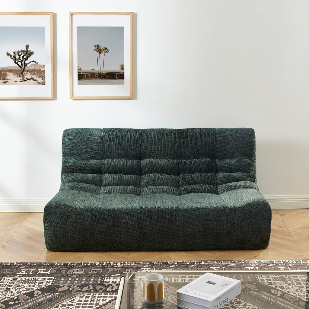 JANIS Modular Chenille 2-Seat Sofa Bench with Compact Delivery – Green