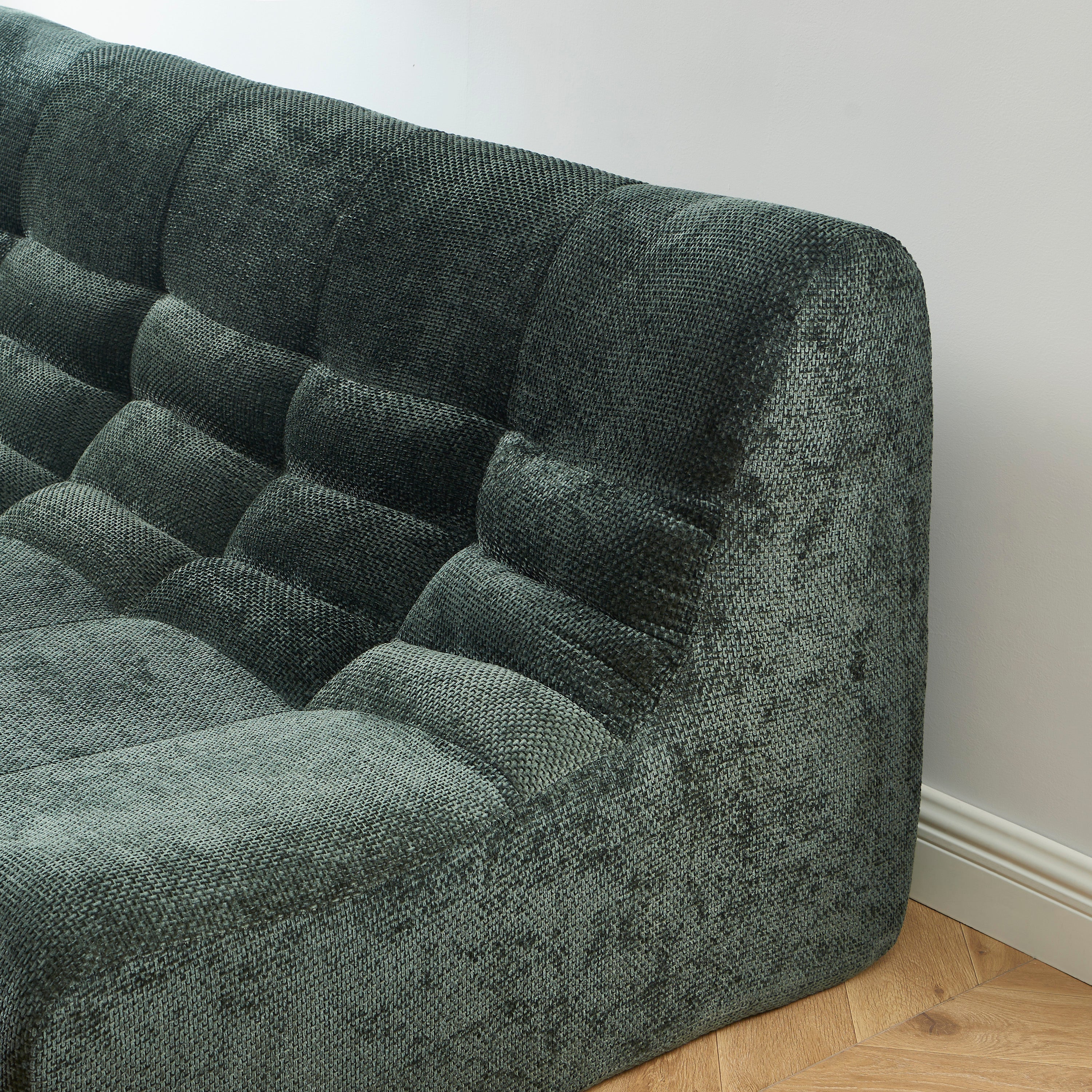 JANIS Modular Chenille 2-Seat Sofa Bench with Compact Delivery – Green