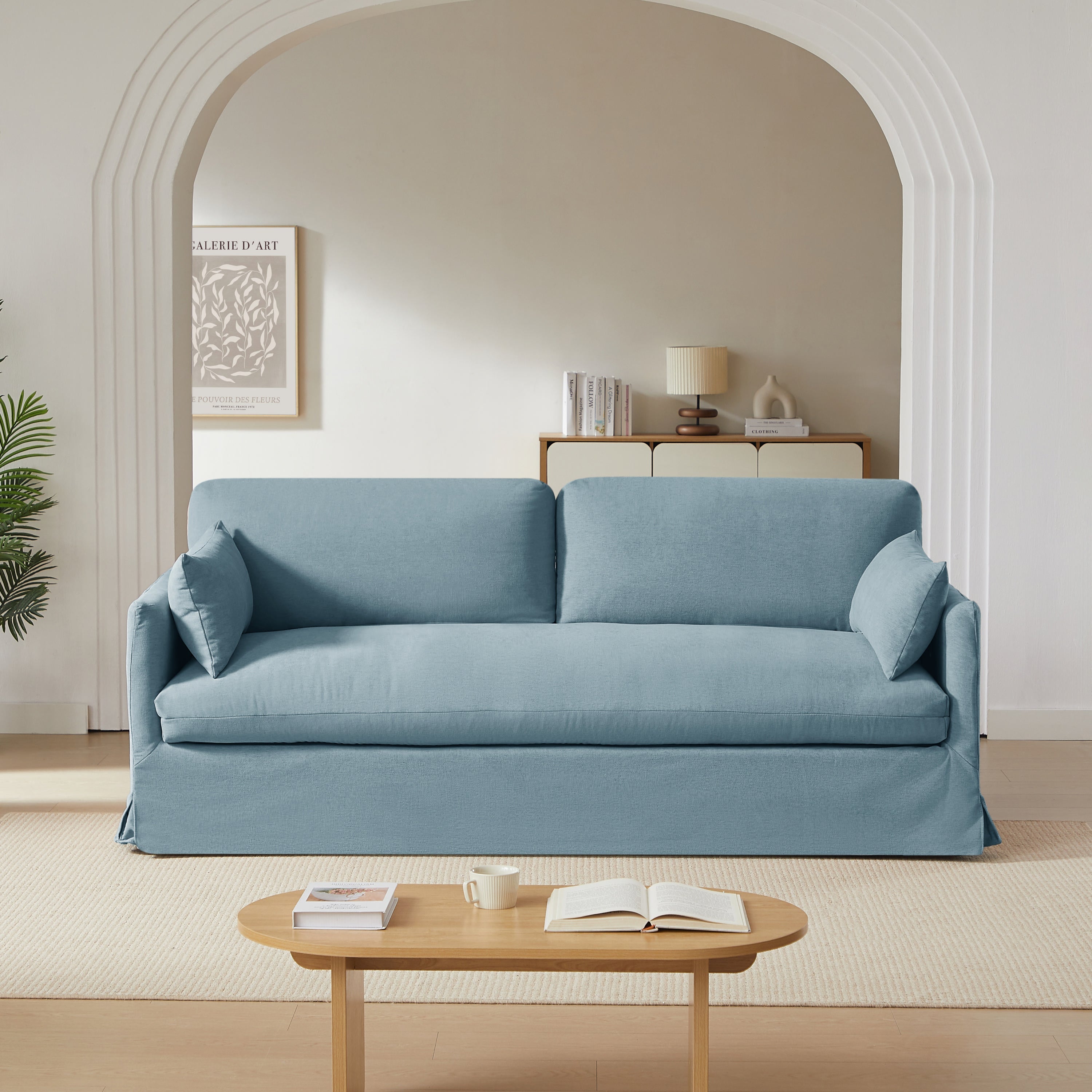 JATOBA Fabric Straight Sofa – Blue