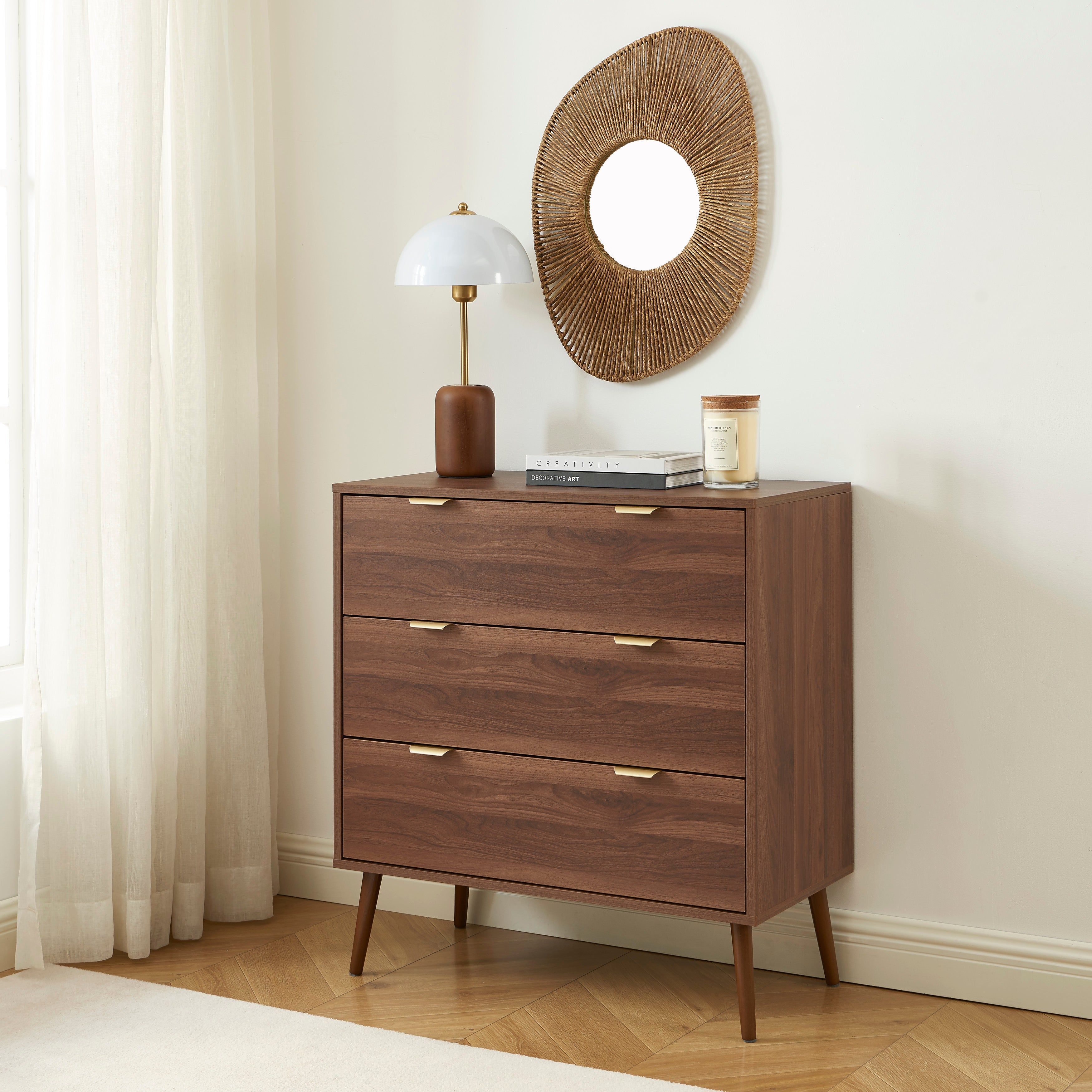 JEANNE Chest of Drawers with Storage – Walnut