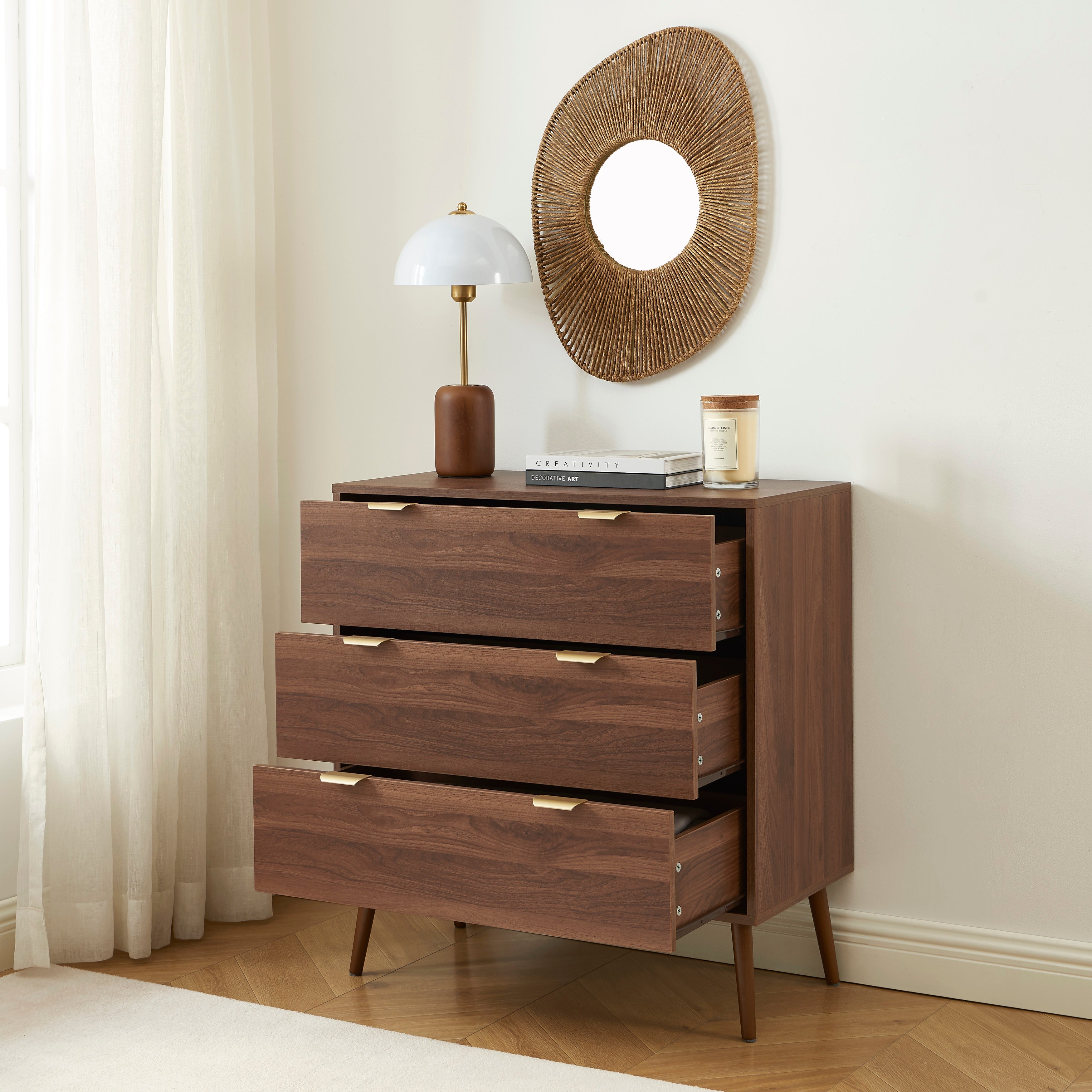JEANNE Chest of Drawers with Storage – Walnut