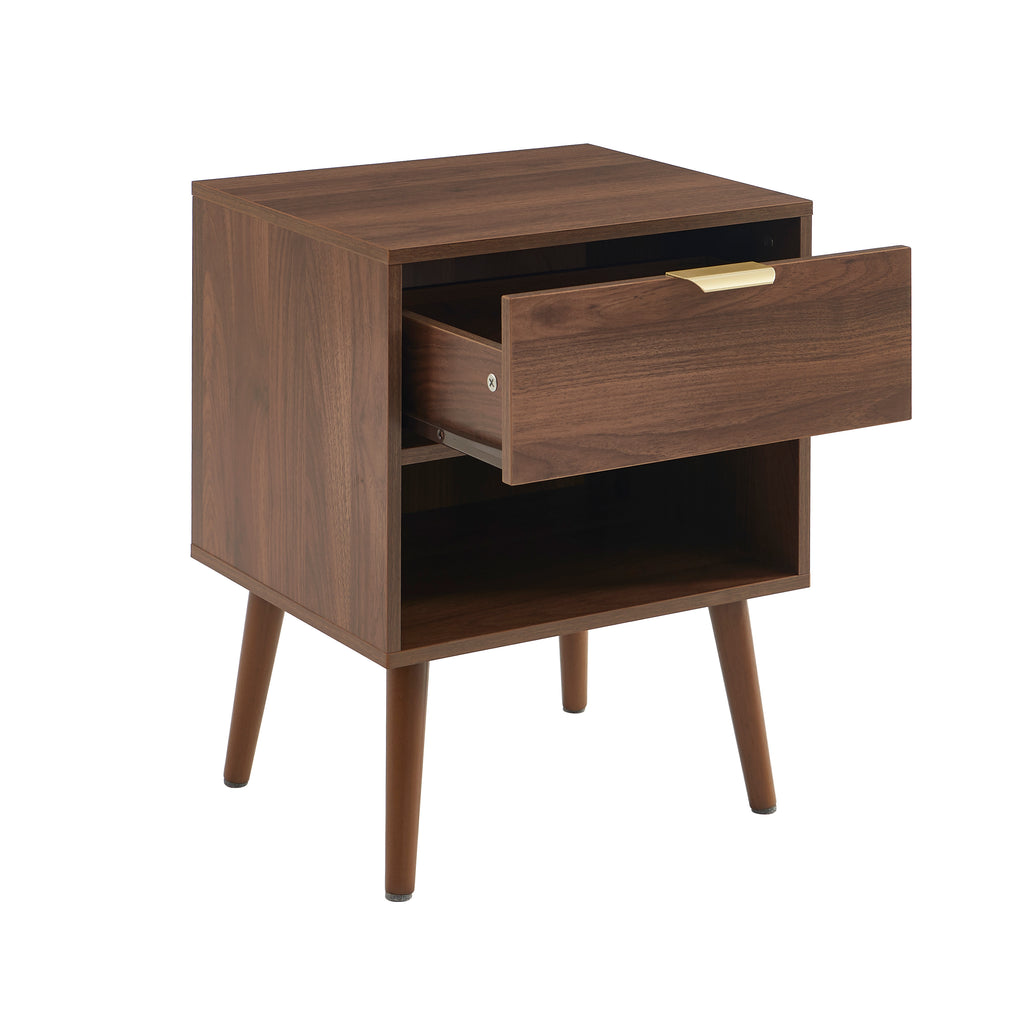 JEANNE Set of 2 Nightstands with Drawer – Walnut