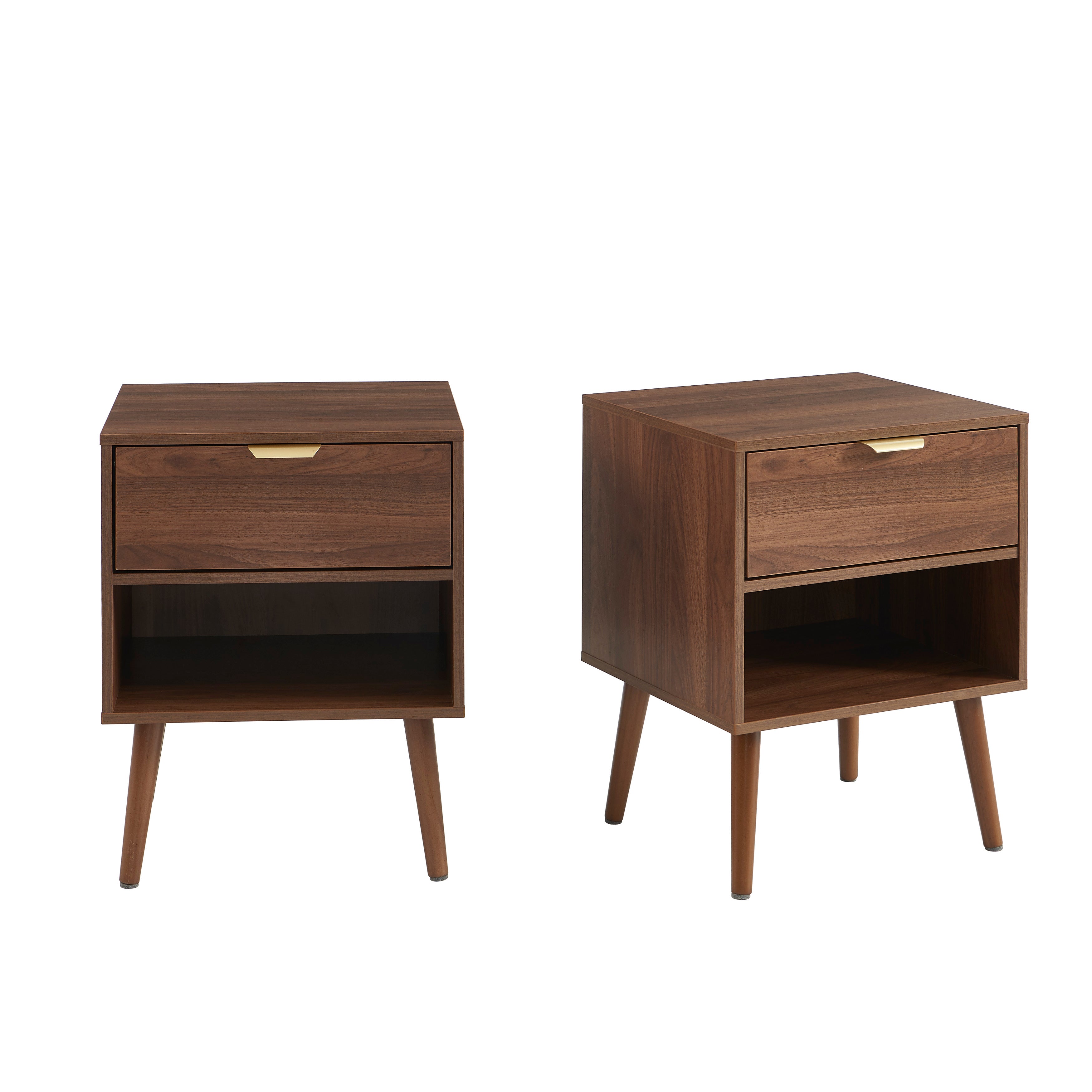 JEANNE Set of 2 Nightstands with Drawer – Walnut