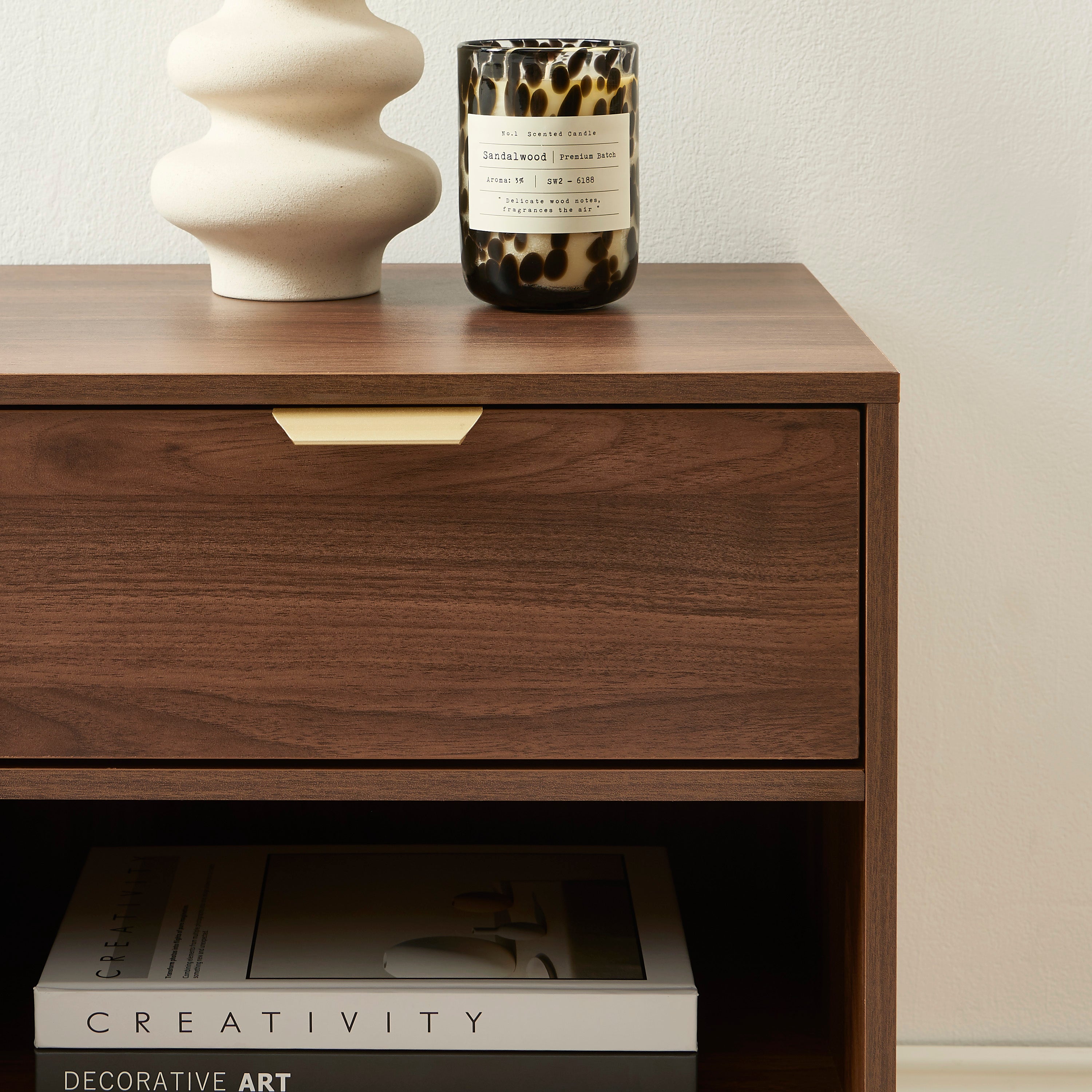 JEANNE Set of 2 Nightstands with Drawer – Walnut