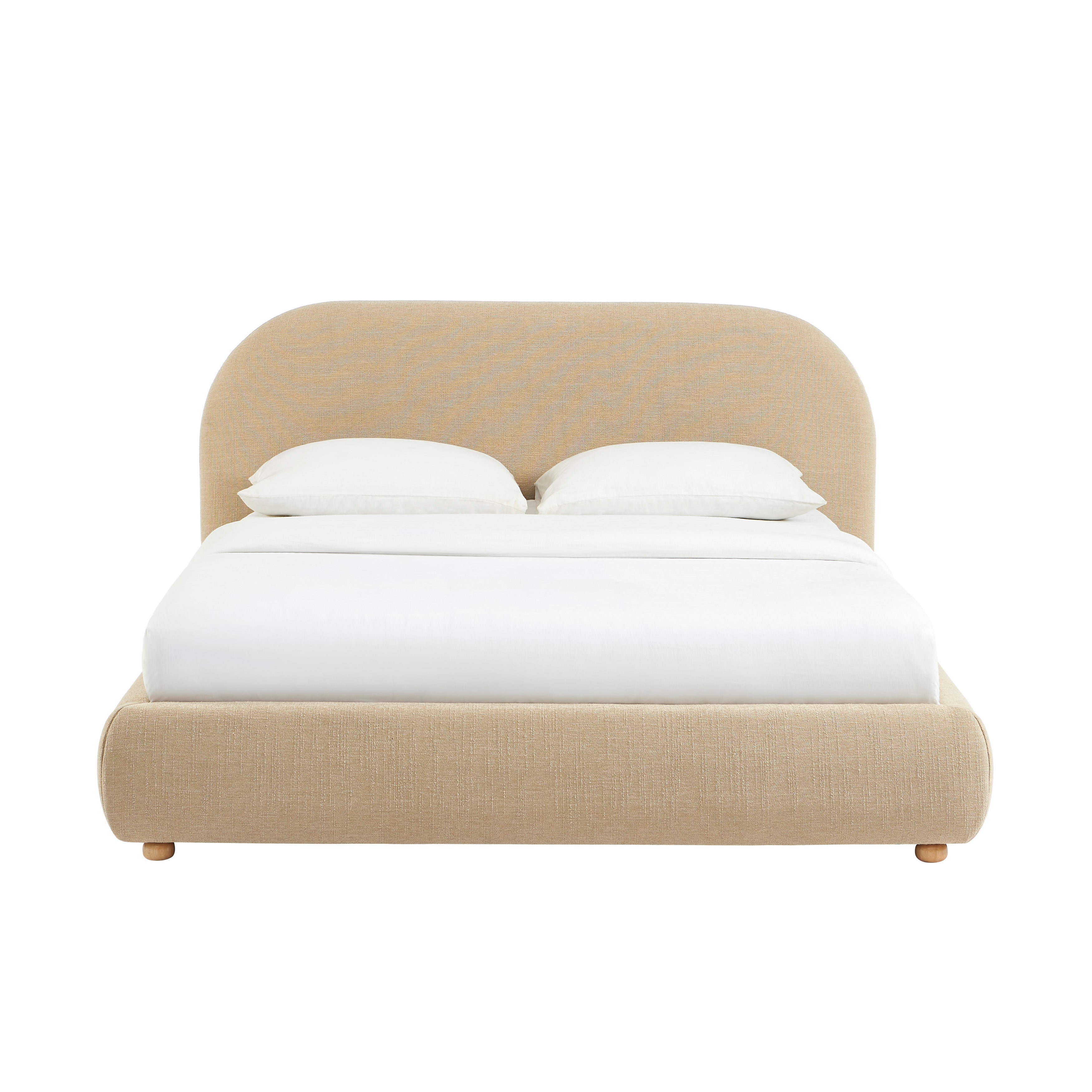 JELLY Upholstered Storage Bed with Slatted Base – Beige
