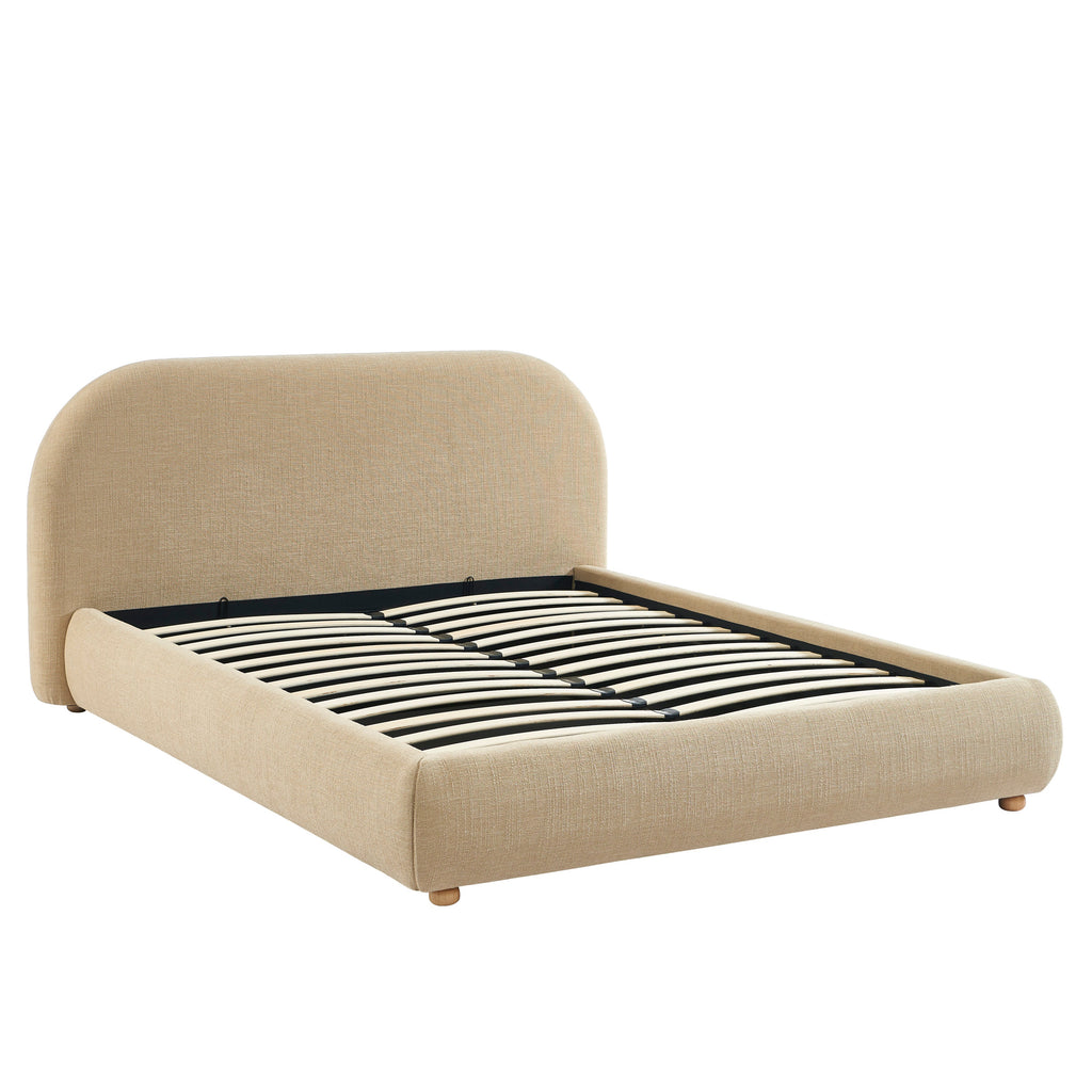 JELLY Upholstered Storage Bed with Slatted Base – Beige