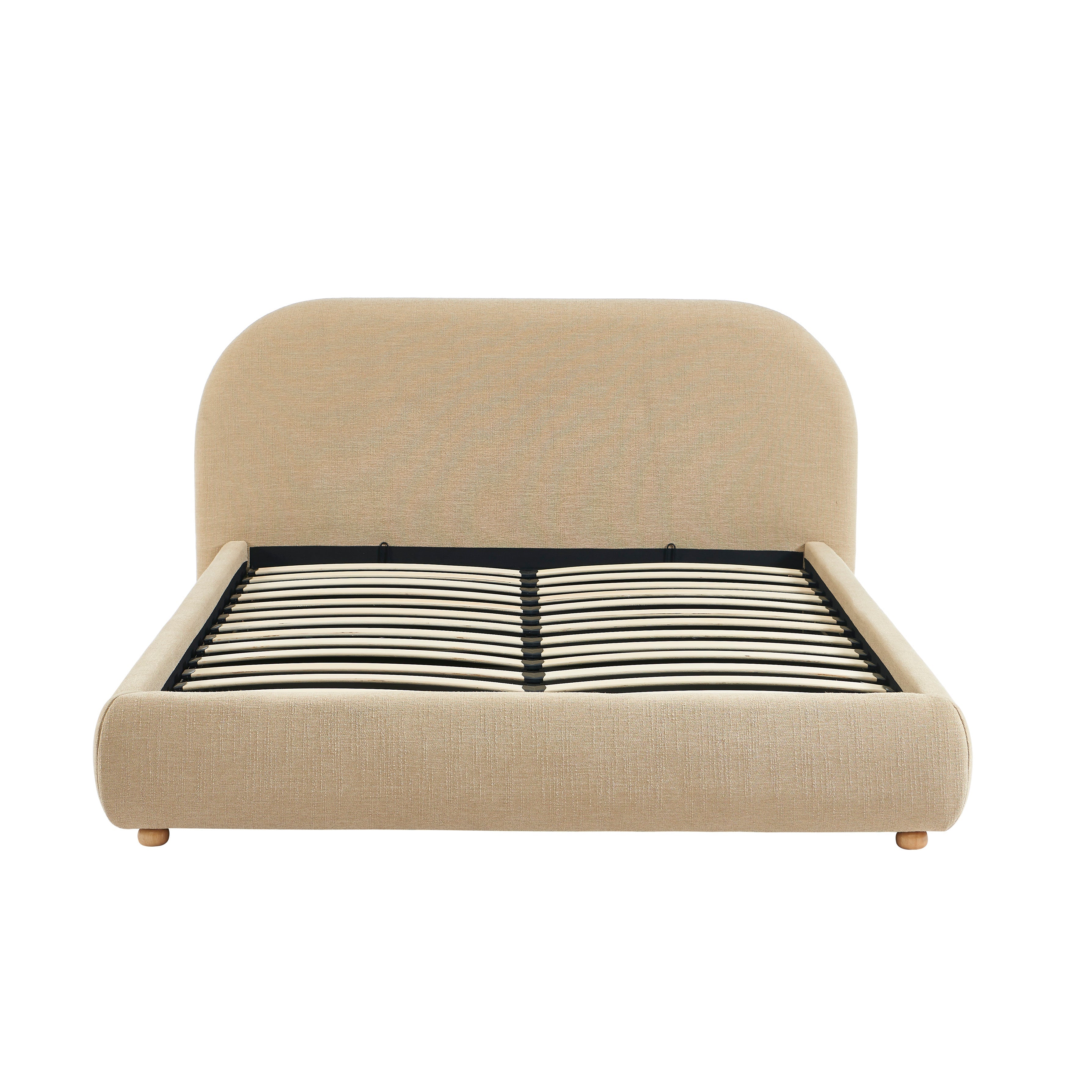 JELLY Upholstered Storage Bed with Slatted Base – Beige