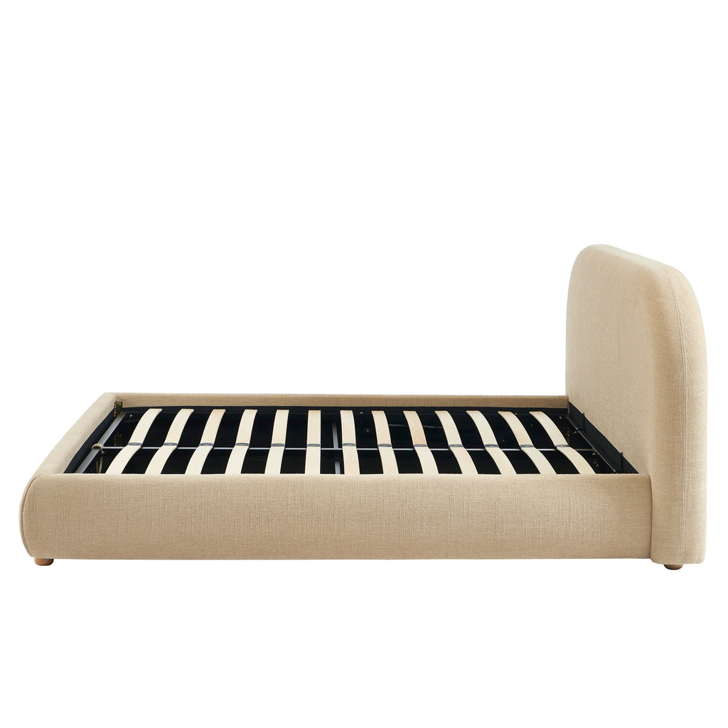 JELLY Upholstered Storage Bed with Slatted Base – Beige