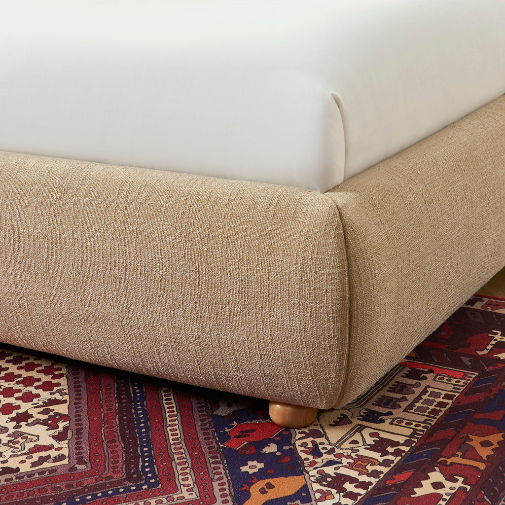 JELLY Upholstered Storage Bed with Slatted Base – Beige