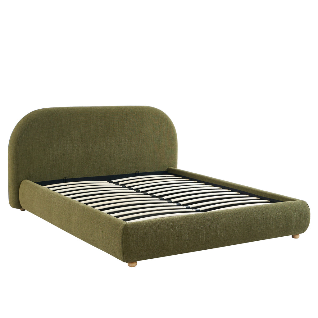 JELLY Upholstered Storage Bed with Slatted Base – Green
