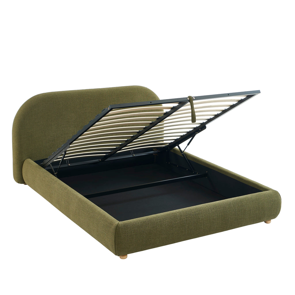 JELLY Upholstered Storage Bed with Slatted Base – Green