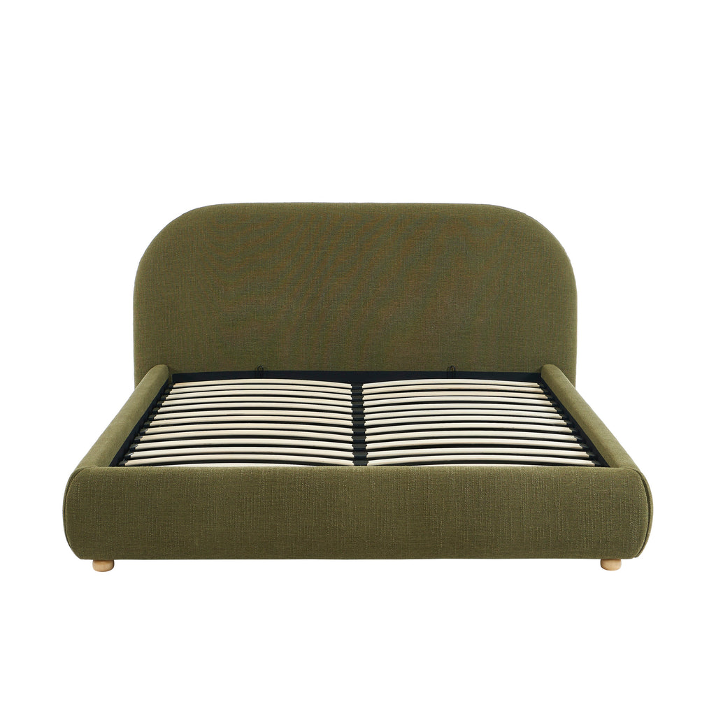 JELLY Upholstered Storage Bed with Slatted Base – Green