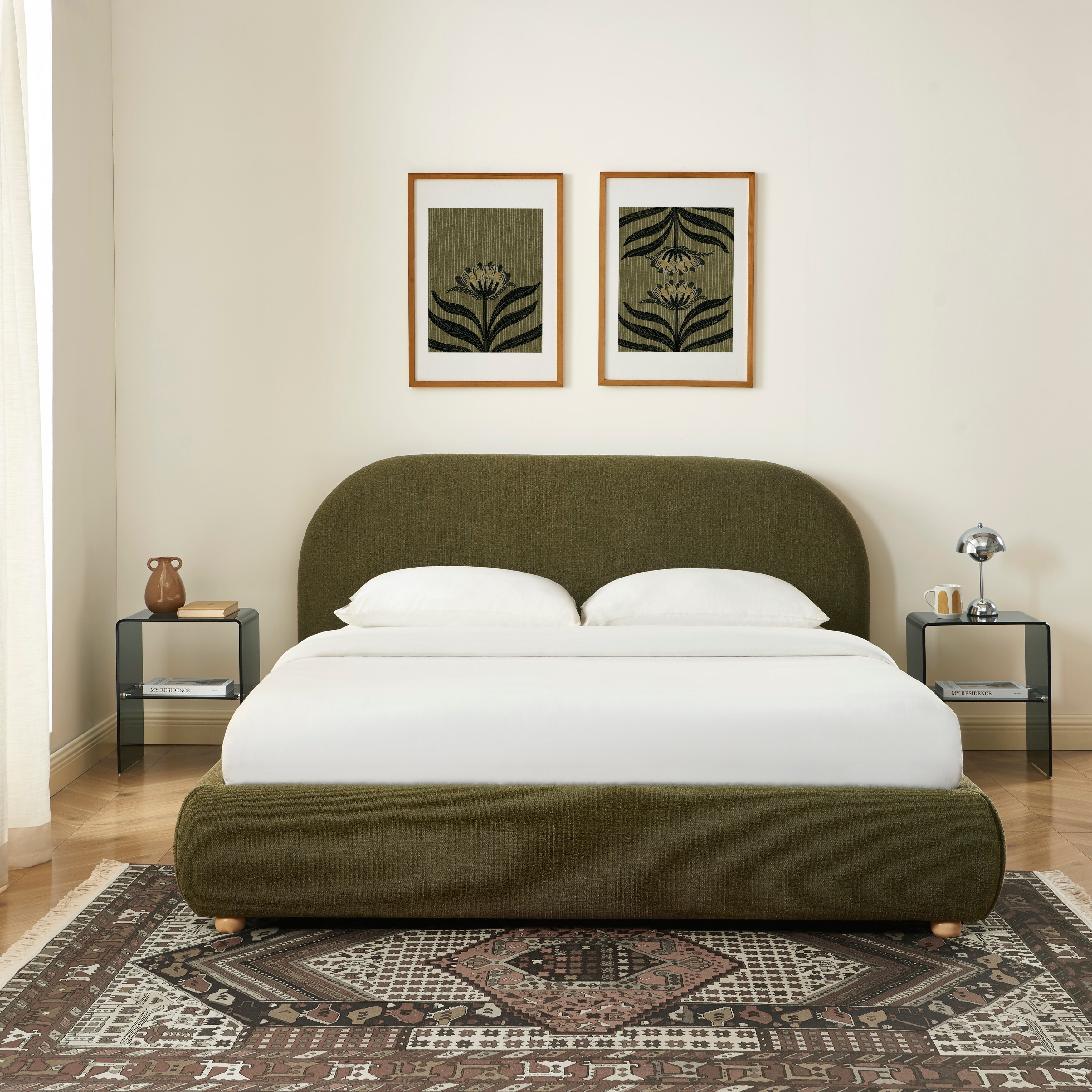 JELLY Upholstered Storage Bed with Slatted Base – Green