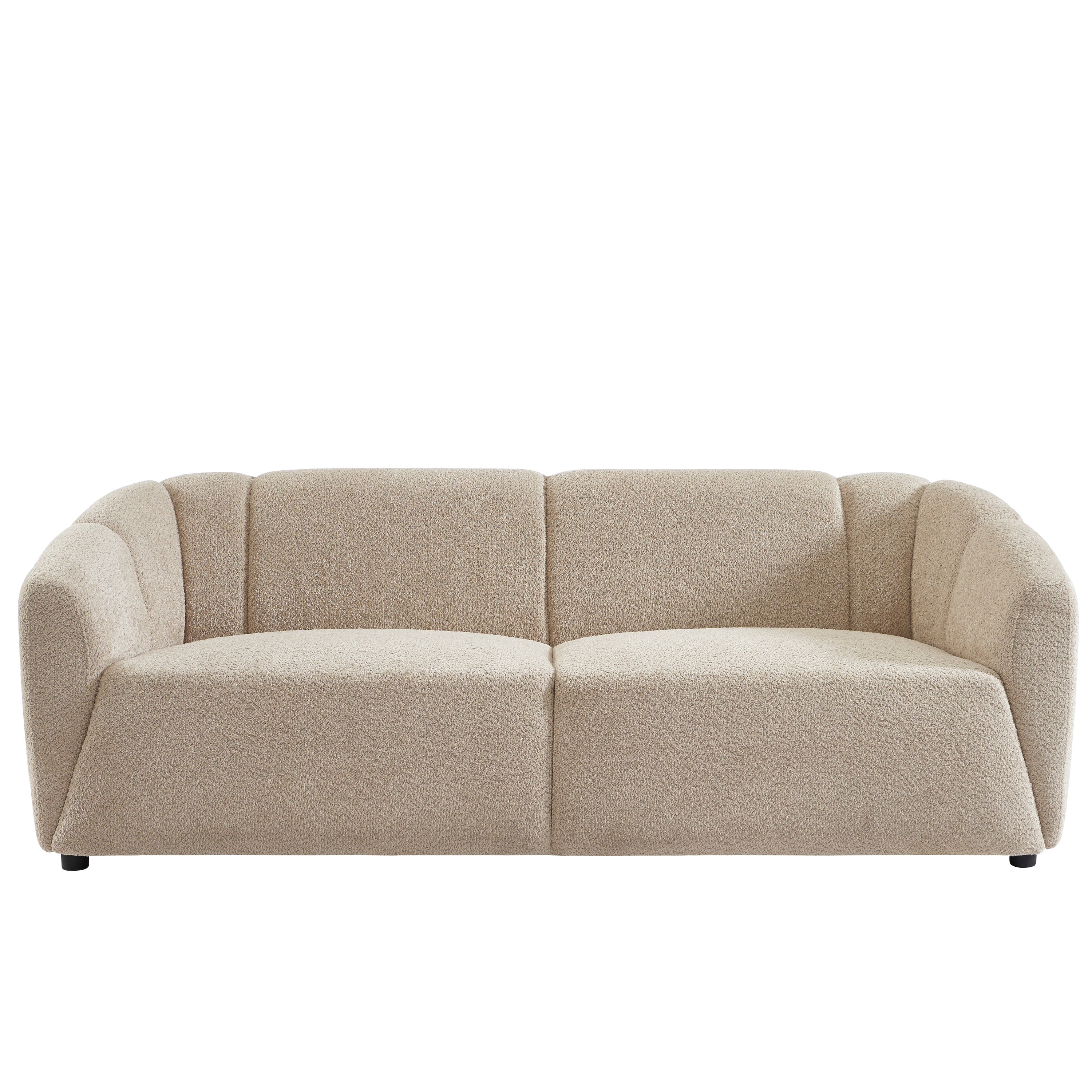 JOE Fixed 3-Seater Sofa – White Bouclé Fabric Living Room Furniture