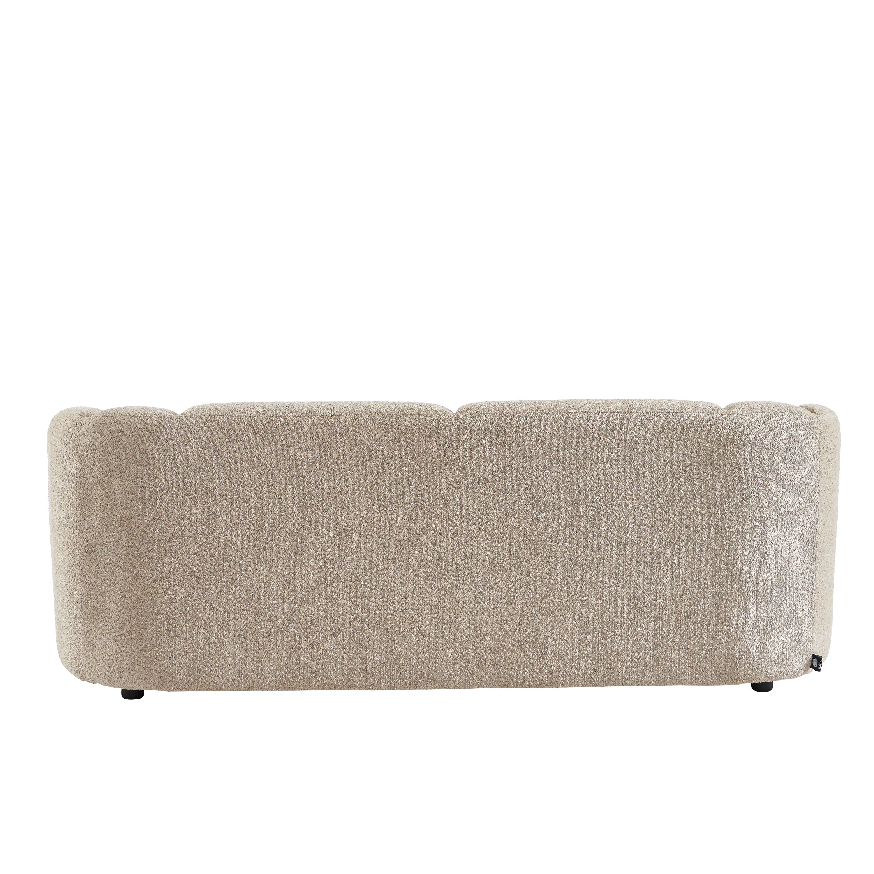 JOE Fixed 3-Seater Sofa – White Bouclé Fabric Living Room Furniture